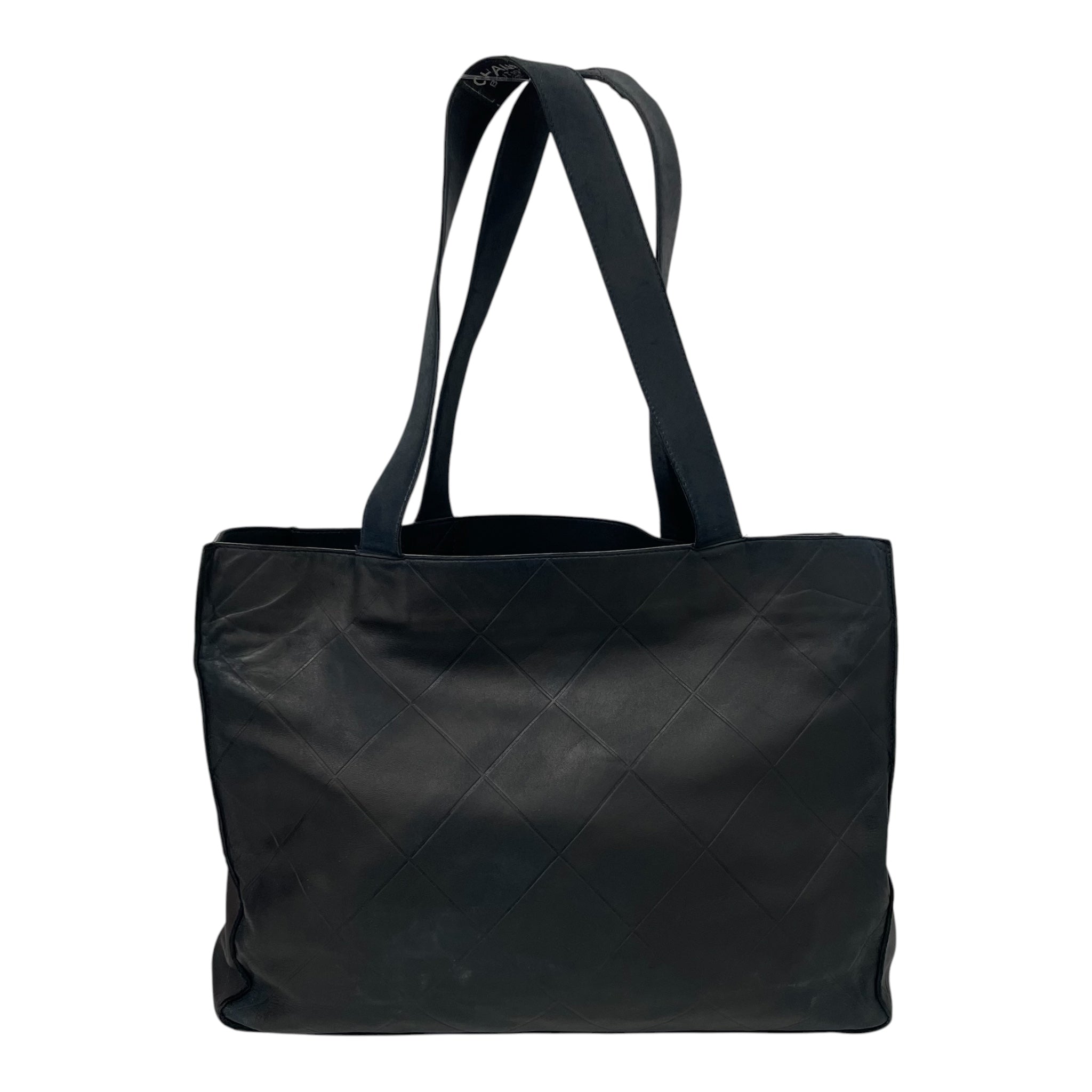 CHANEL/Tote Bag/Leather/BLK/PLAID LAMBSKIN view 2