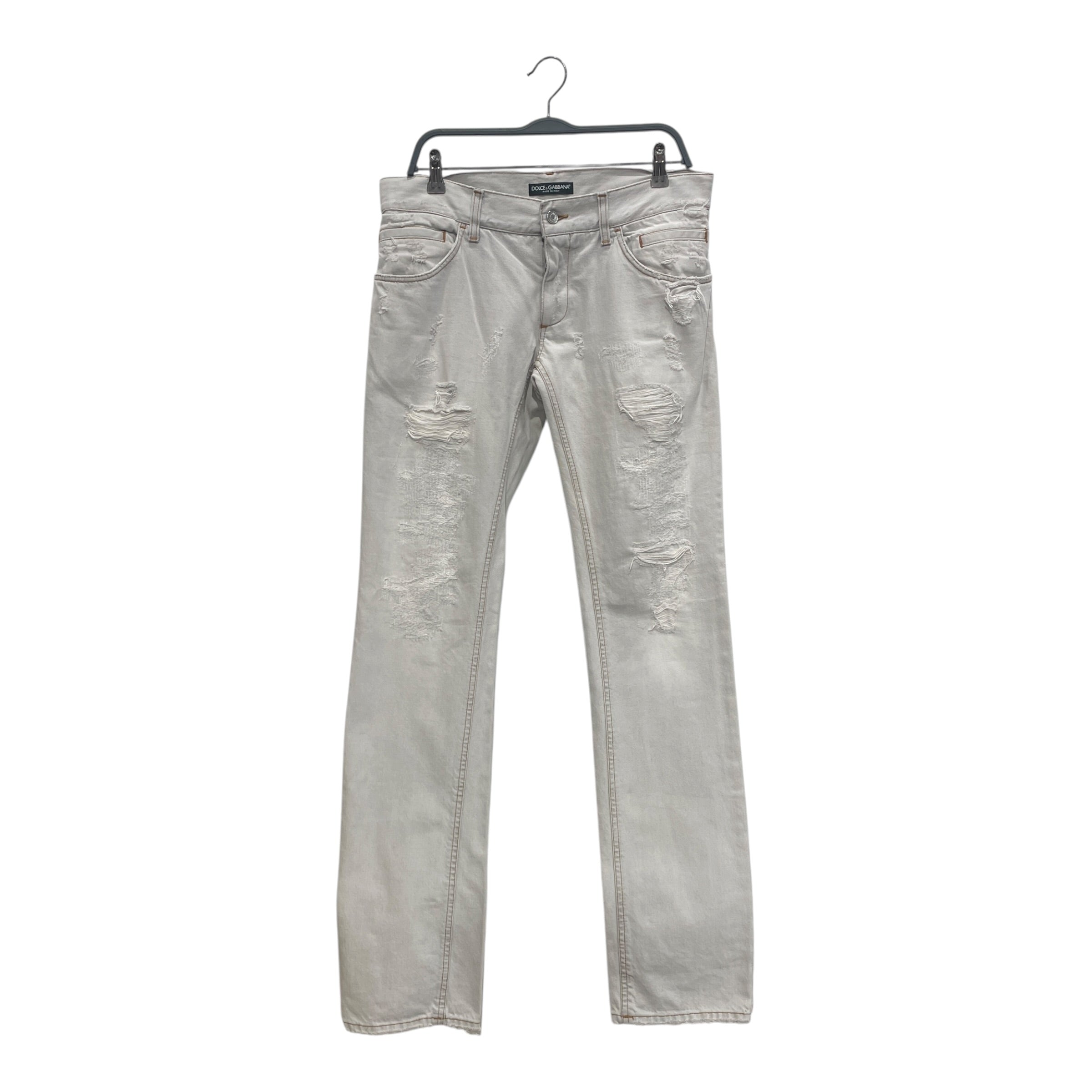 DOLCE&GABBANA/Skinny Pants/48/Cotton/GRY/DISTRESSED/METAL LOGO BACK PKT view 1