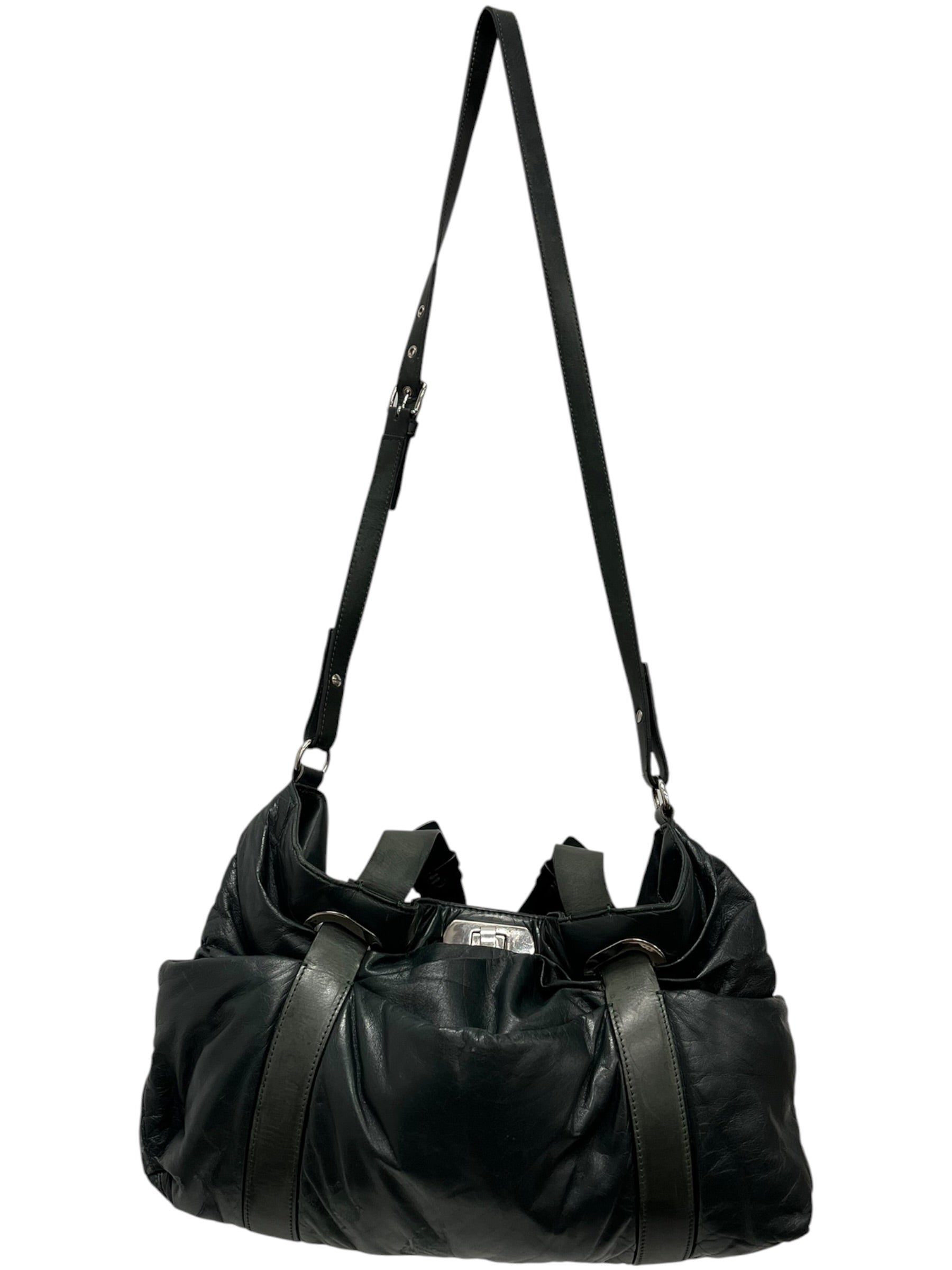 MARNI/Bag/Leather/GRN/cinch pouch puffed leather view 1