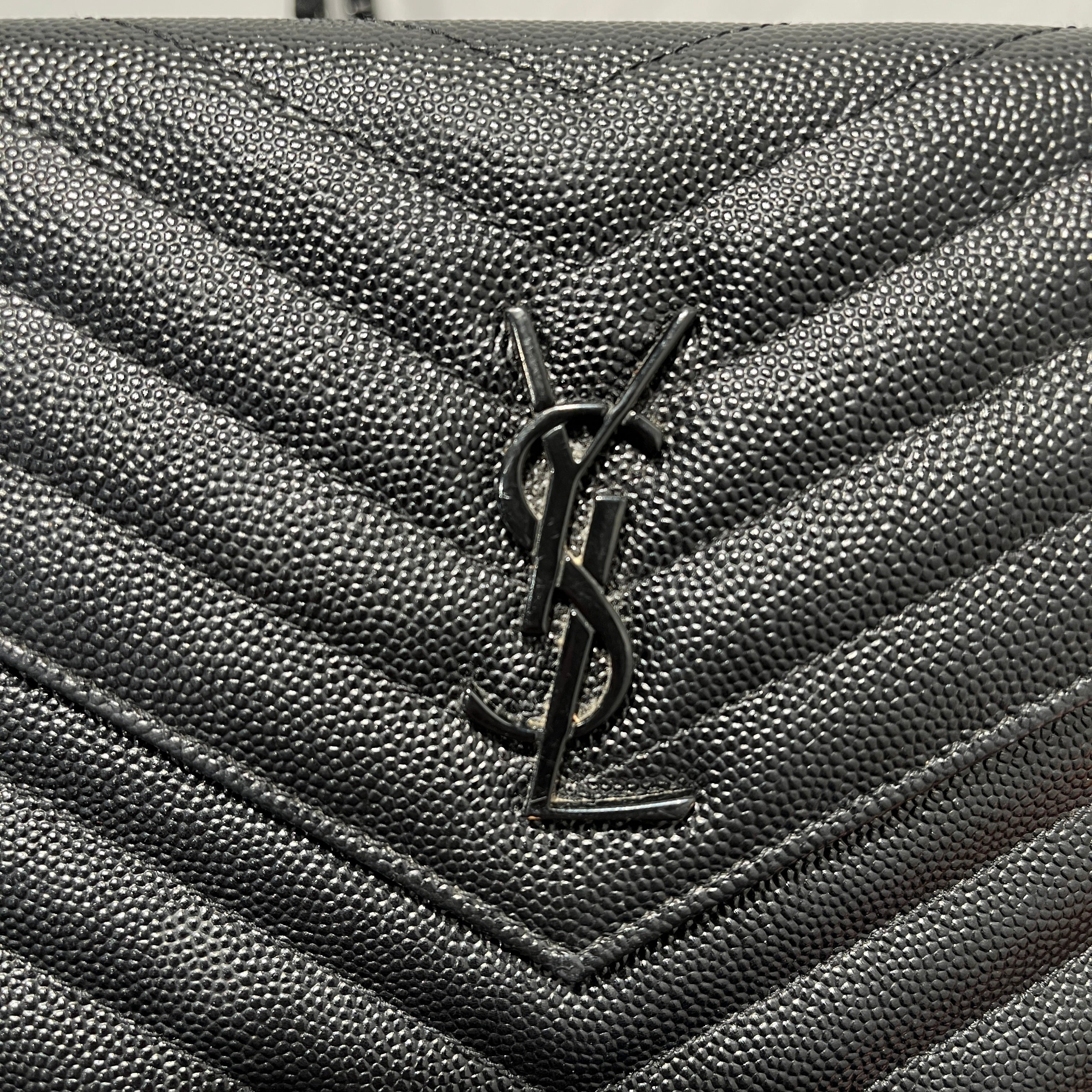 SAINT LAURENT/Cross Body Bag/Leather/BLK/Cassandre Envelope Wallet view 8
