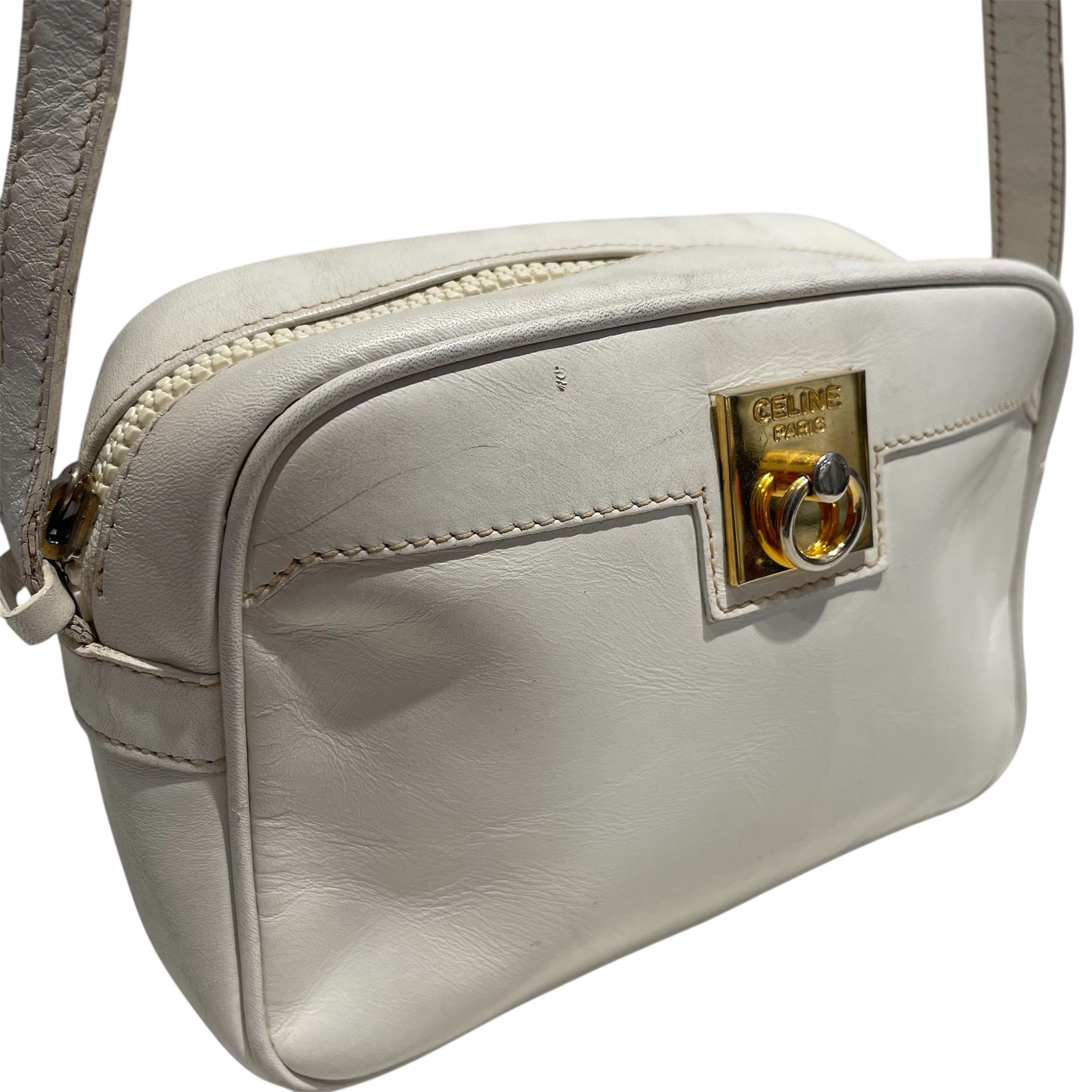 CELINE/Cross Body Bag/Leather/WHT/LEATHER BAG view 5
