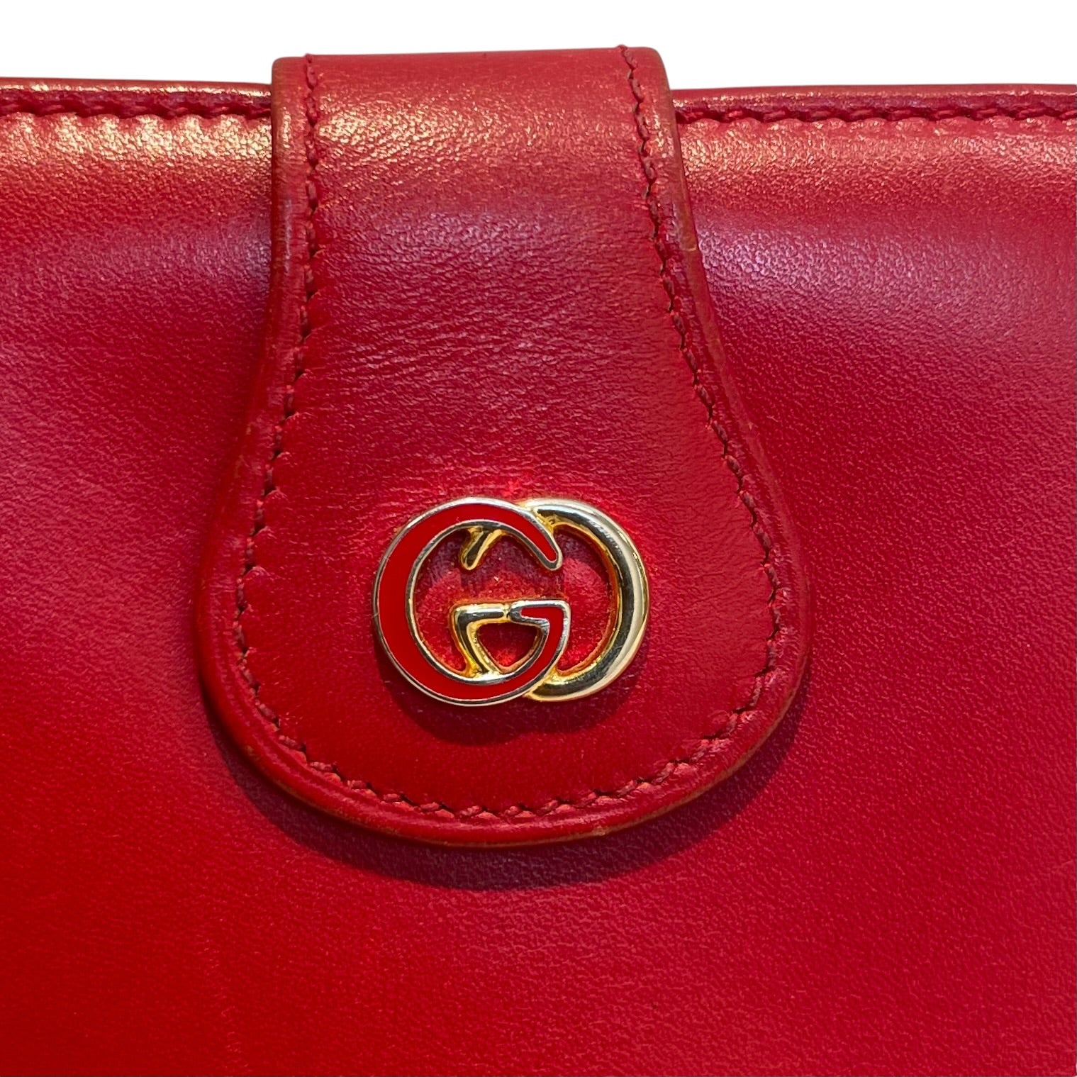 GUCCI/Wallet/Leather/RED/Red Gold Logo view 3