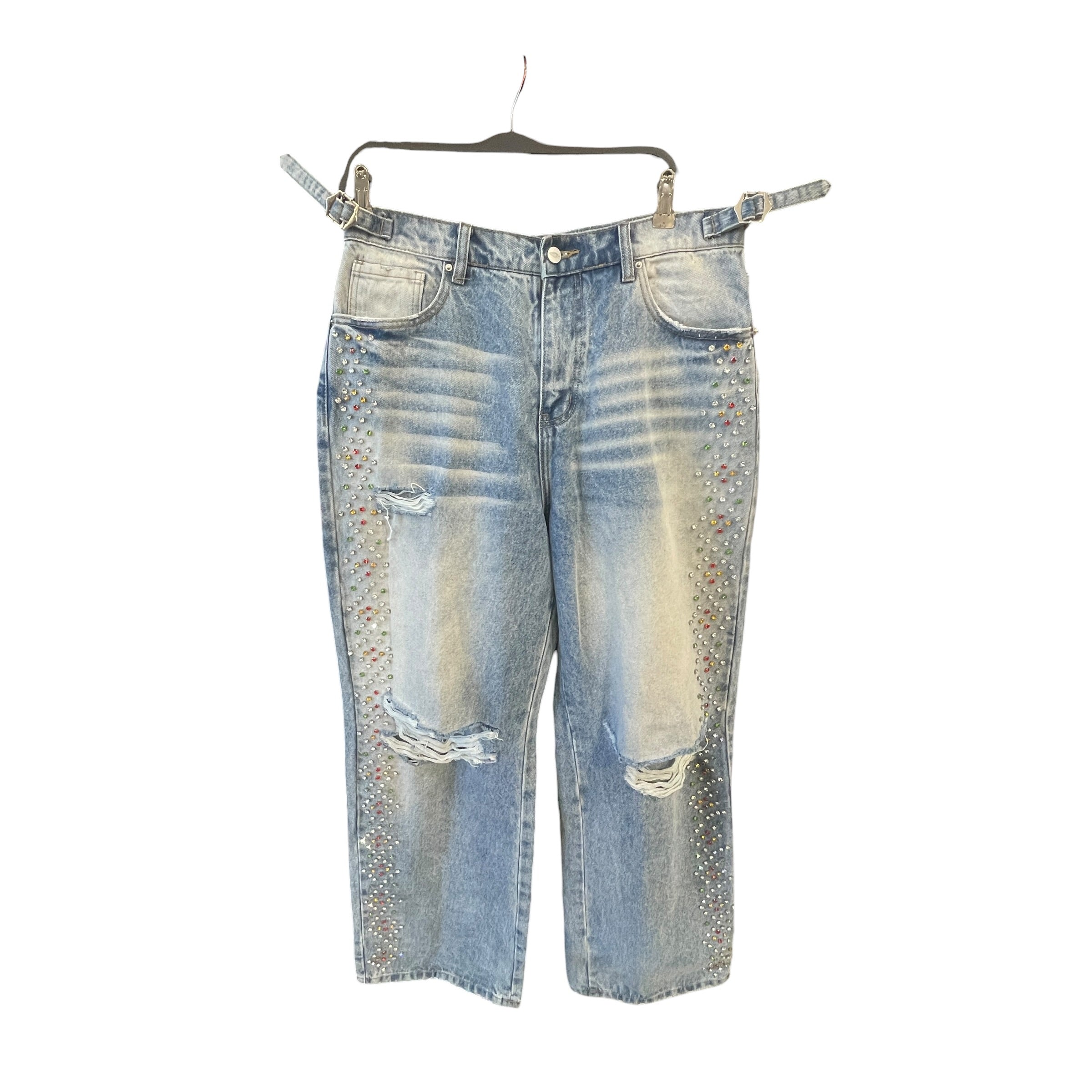 HMDD/Pants/M/Denim/BLU/Distressed/Glitter/Crystal H-Star Rhinestone Pant view 1