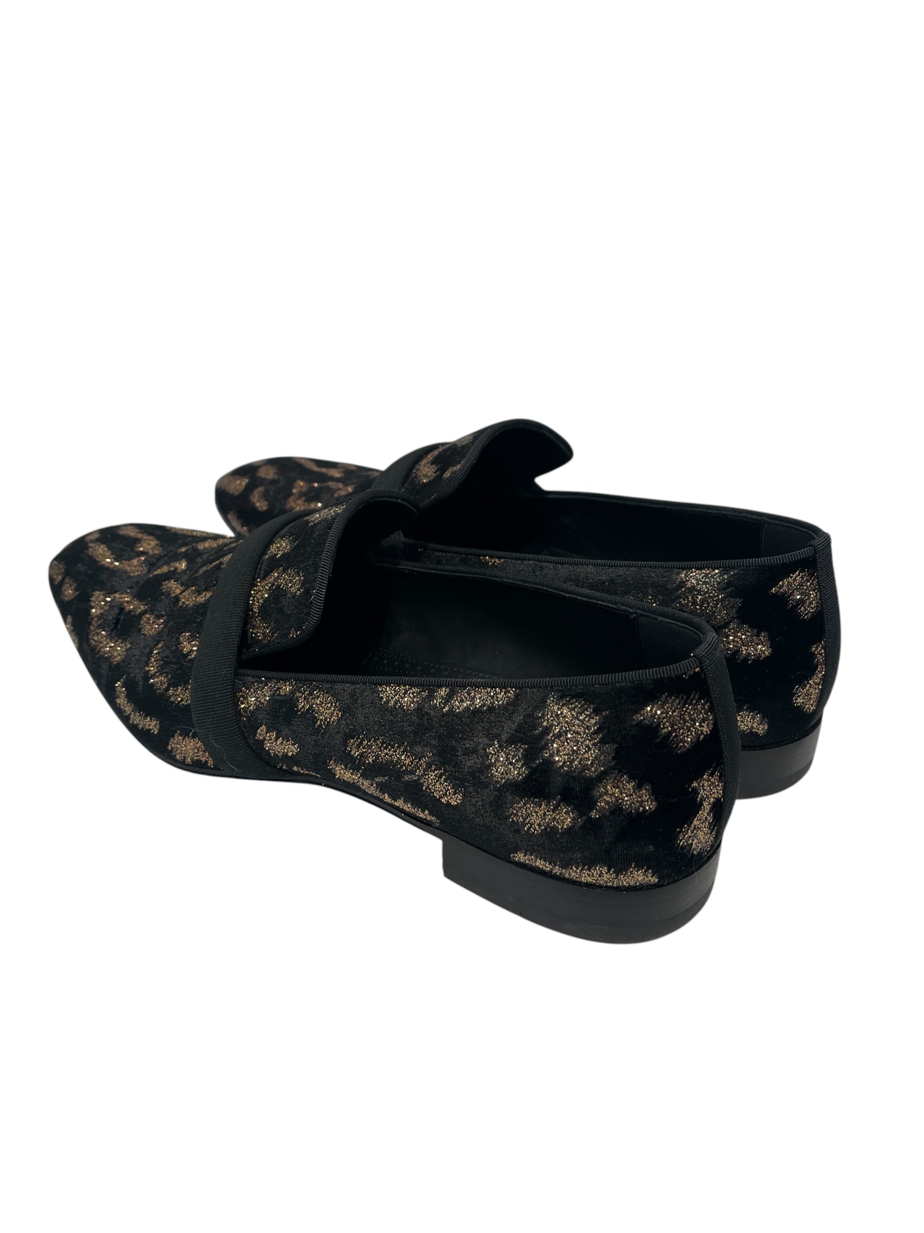 Christian Louboutin/Loafers/EU 44.5/Leopard/Velour/BLK/U-Tip/band/gold view 2