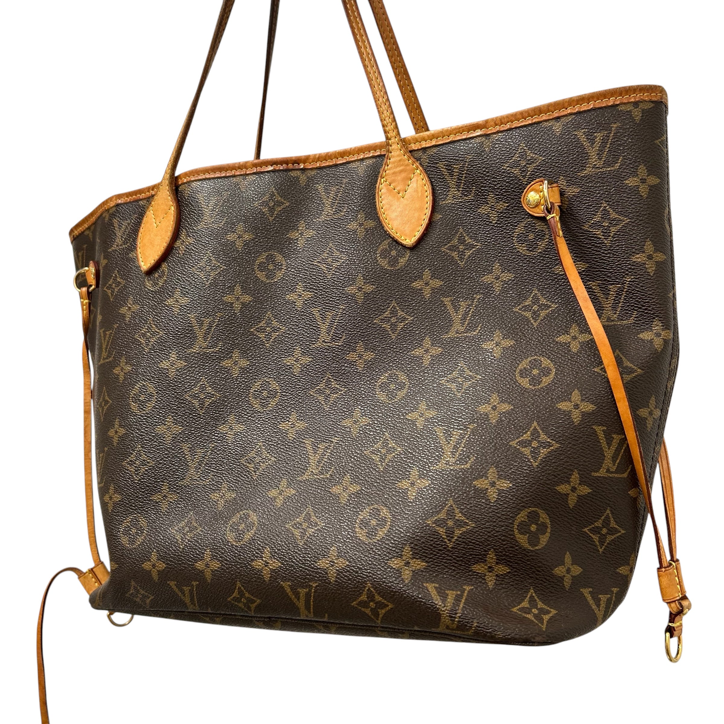 LOUIS VUITTON/Tote Bag/Monogram/Leather/BRW/Neverfull pouch view 3