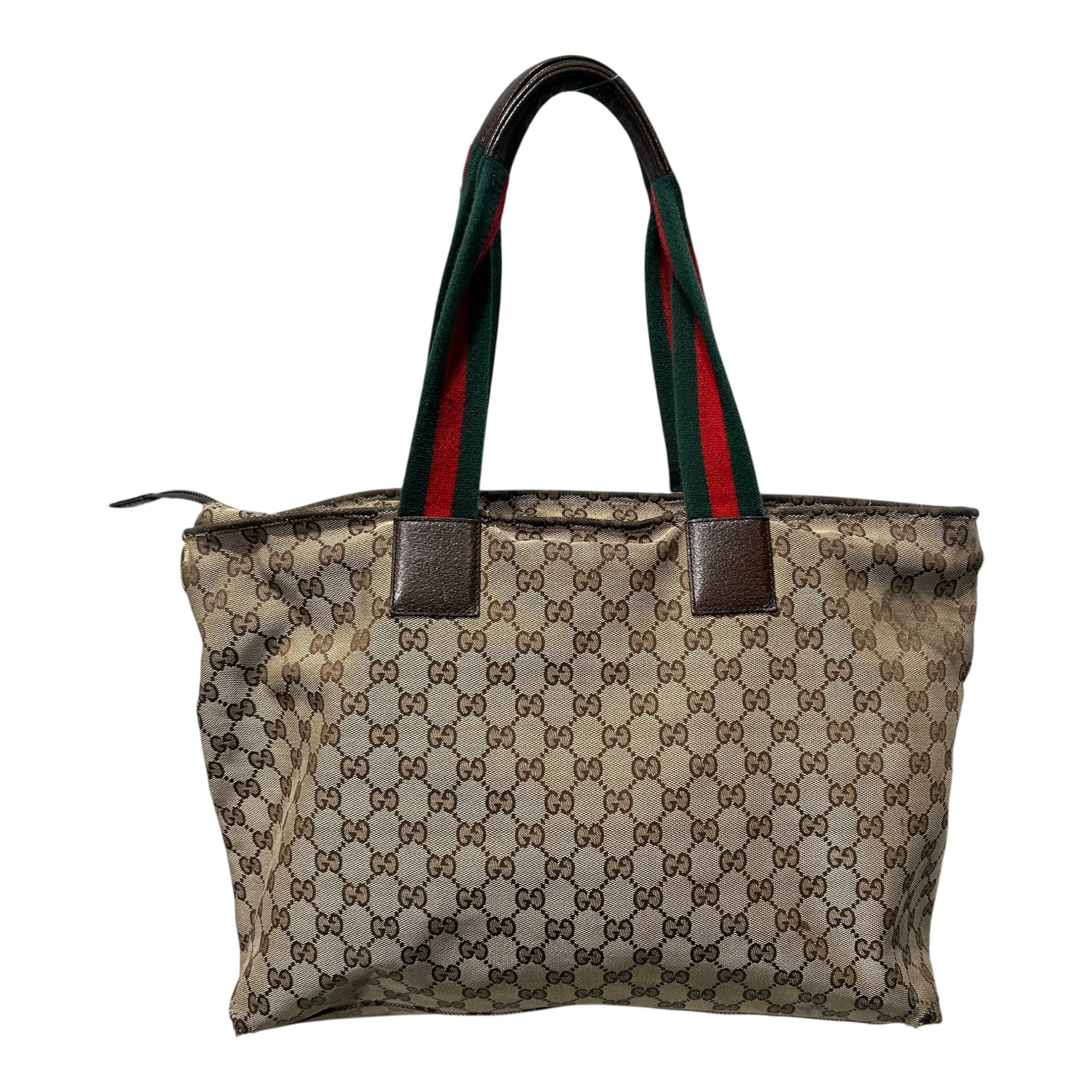 GUCCI/Tote Bag/Monogram/BRW/TOTE BAG RED/GRN HANDLES view 2
