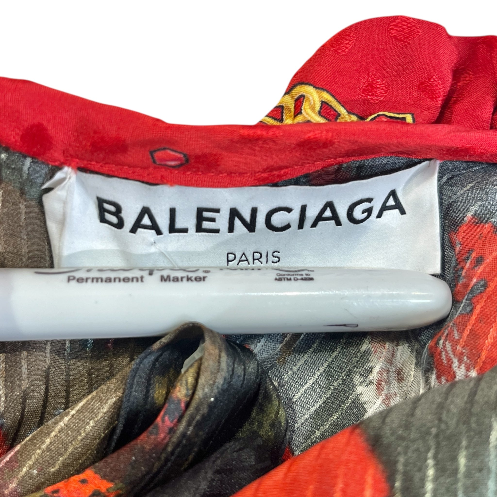 BALENCIAGA/LS Dress/38/All Over Print/Silk/RED/GOLD LINKS ALL OVER DOUBLE LAY view 3