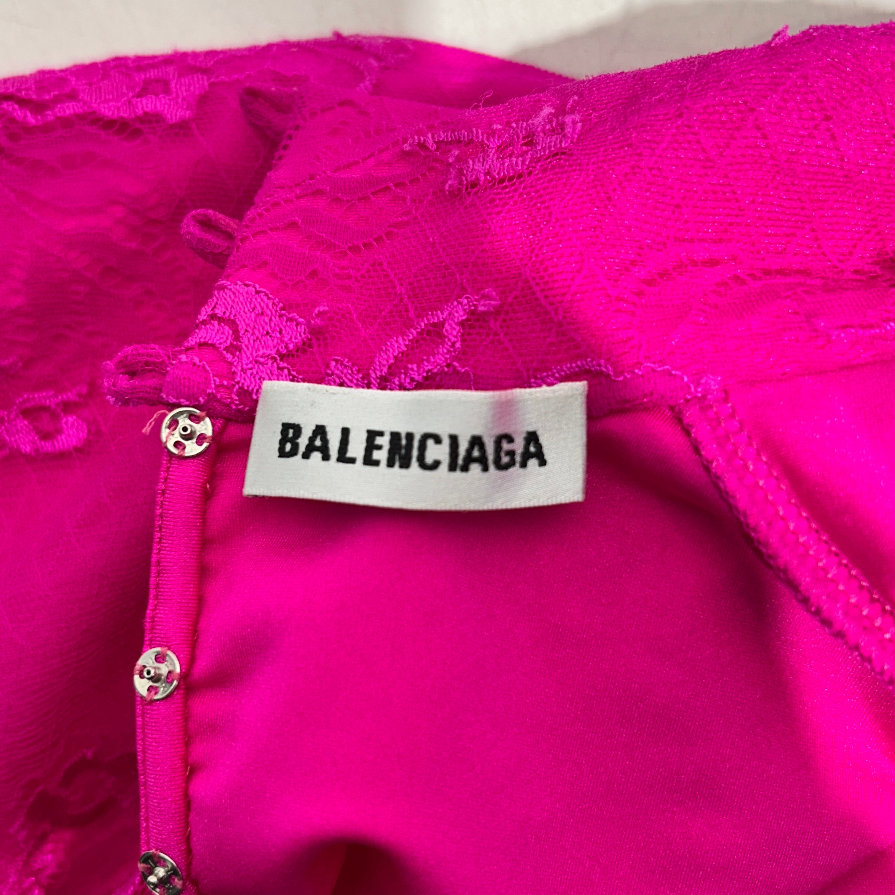 BALENCIAGA/Shirt Dress/34/All Over Print/Cotton/PNK/lace w gloves view 3