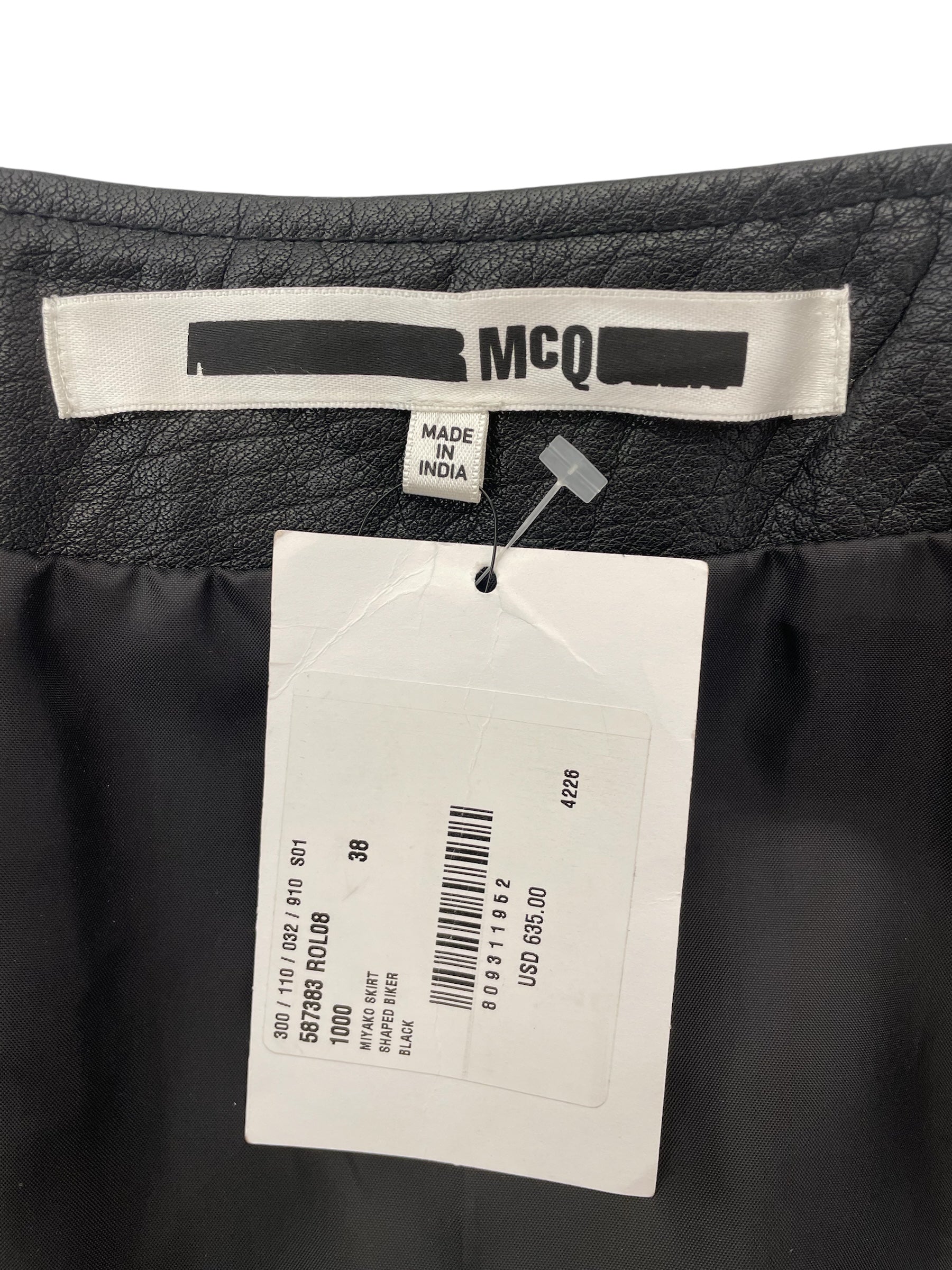 Alexander McQueen/Skirt/38/Leather/BLK/mcqueen leather skirt view 3