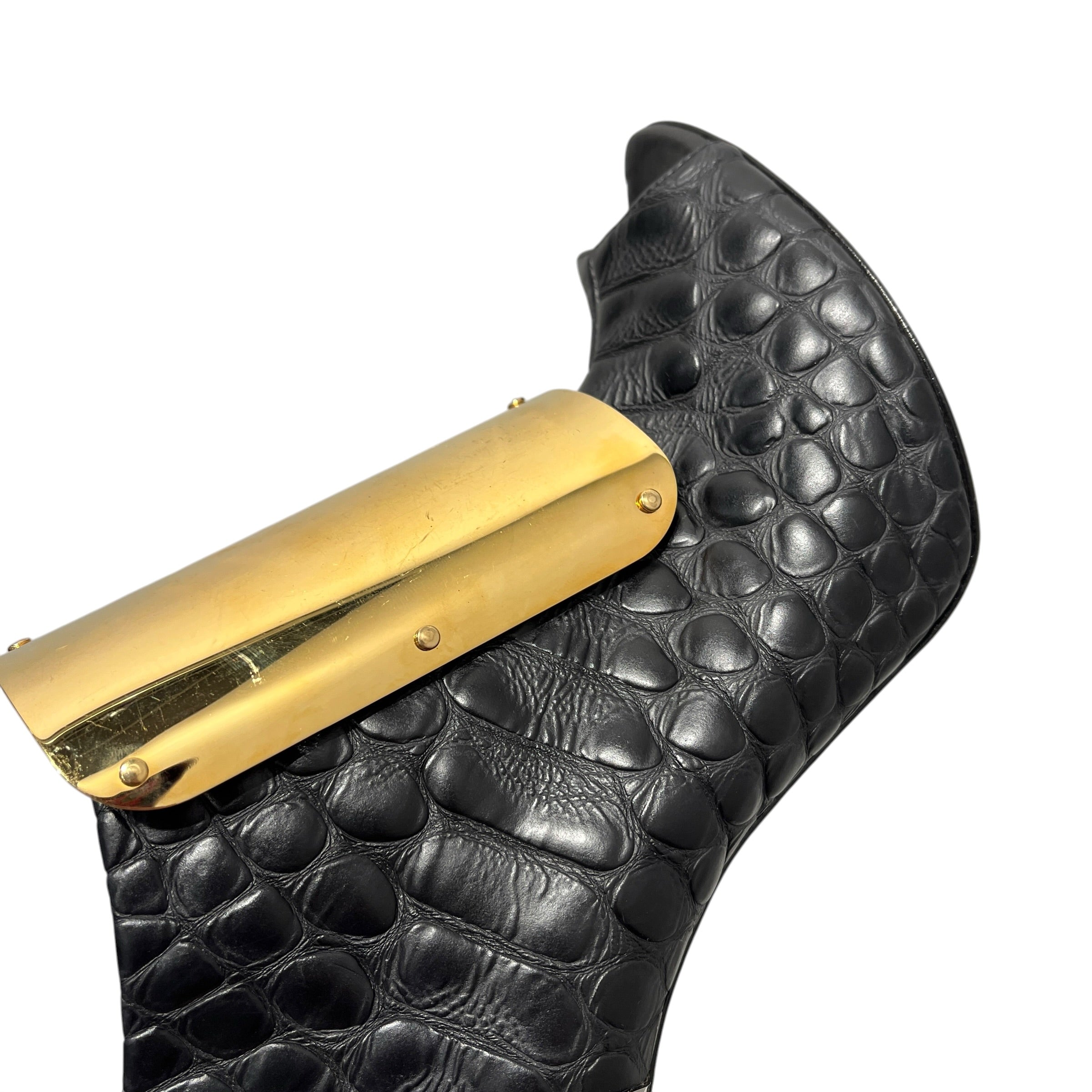 Giuseppe Zanotti/Heels/EU 37/Animal Pattern/Leather/BLK/croc embossed gold plate view 17