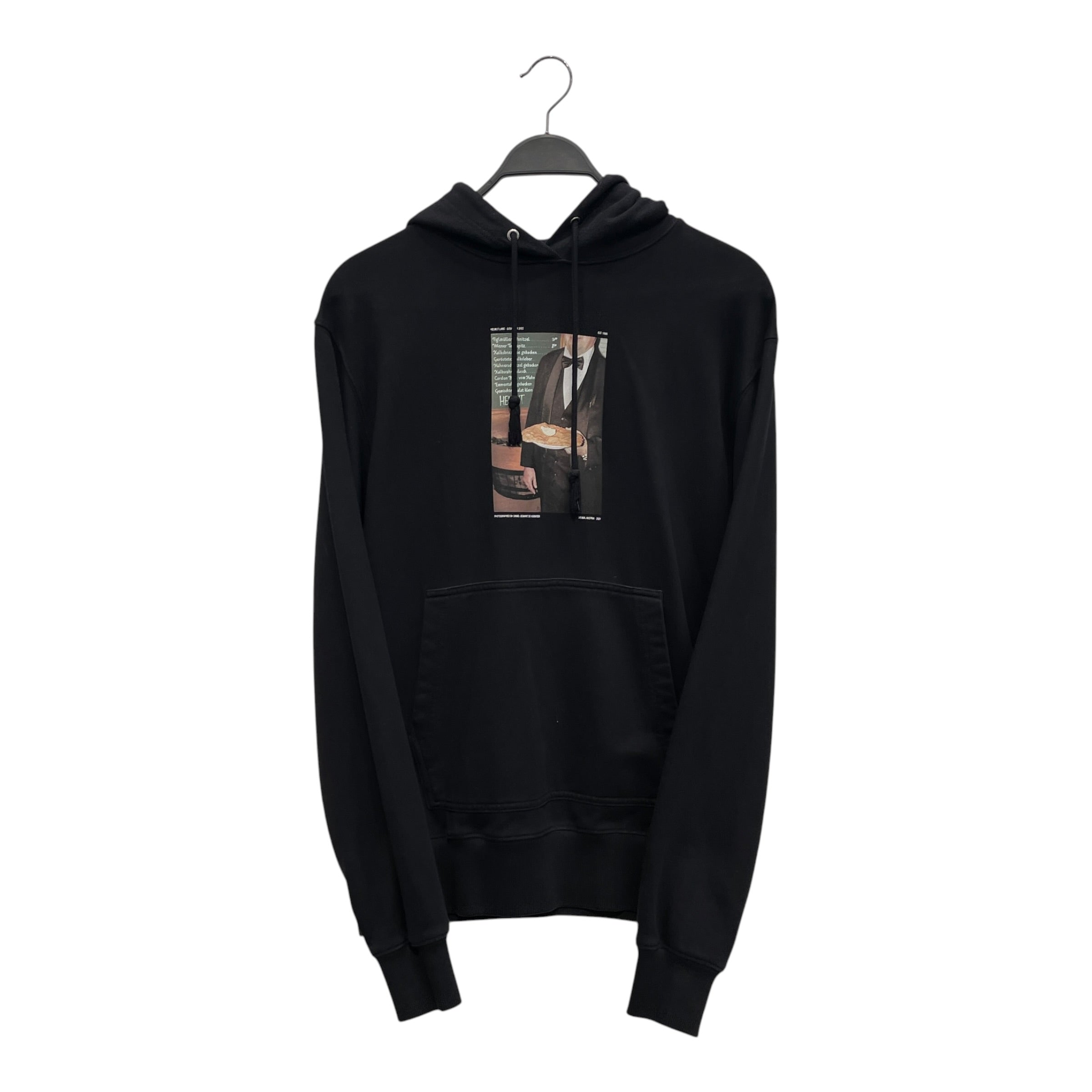 Helmut Lang/Hoodie/S/Graphic/Cotton/BLK/WAITER PHOTOGRAPH GRAPHIC view 1