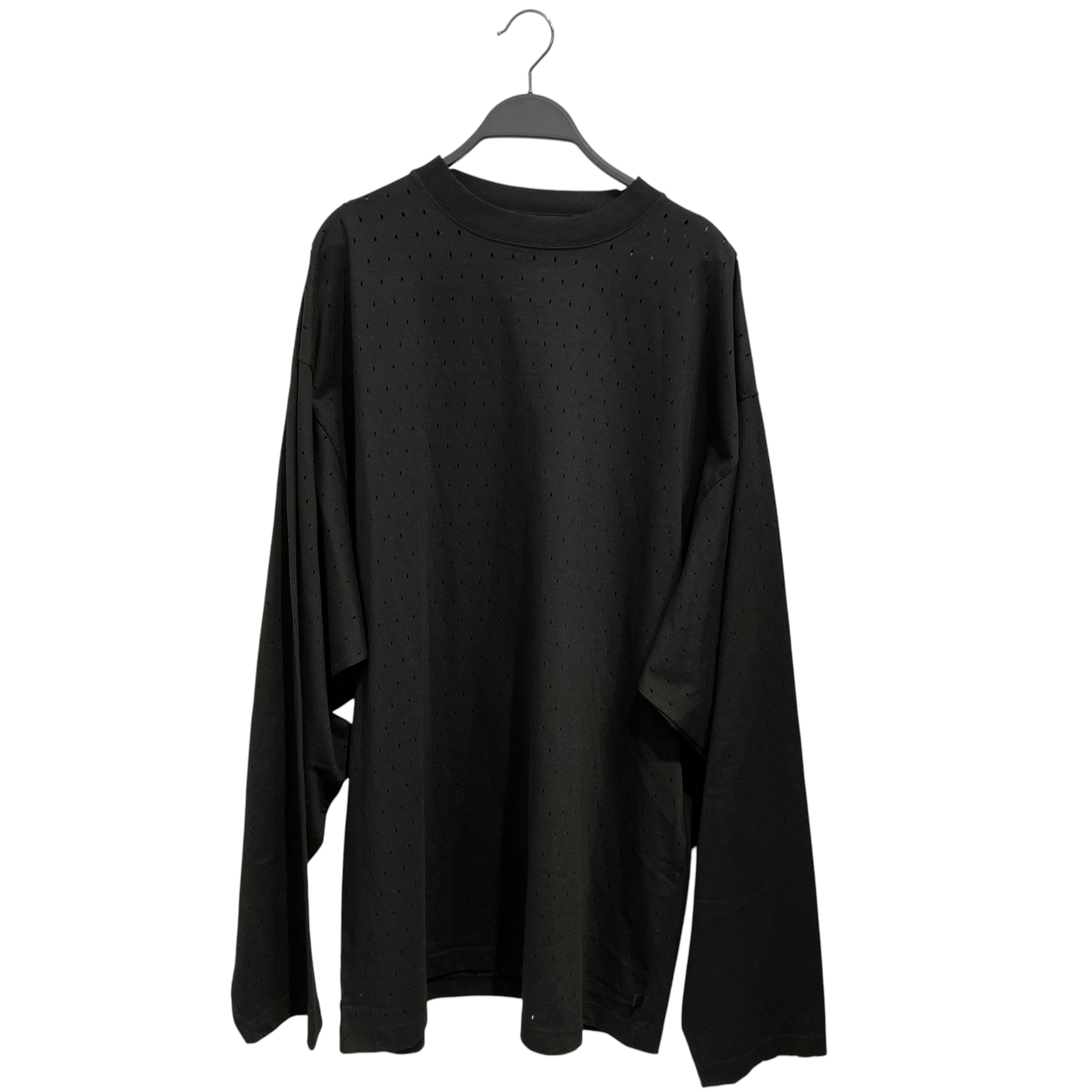 BALENCIAGA/LS T-Shirt/M/Cotton/BLK/plain black LS hole t shirt view 1