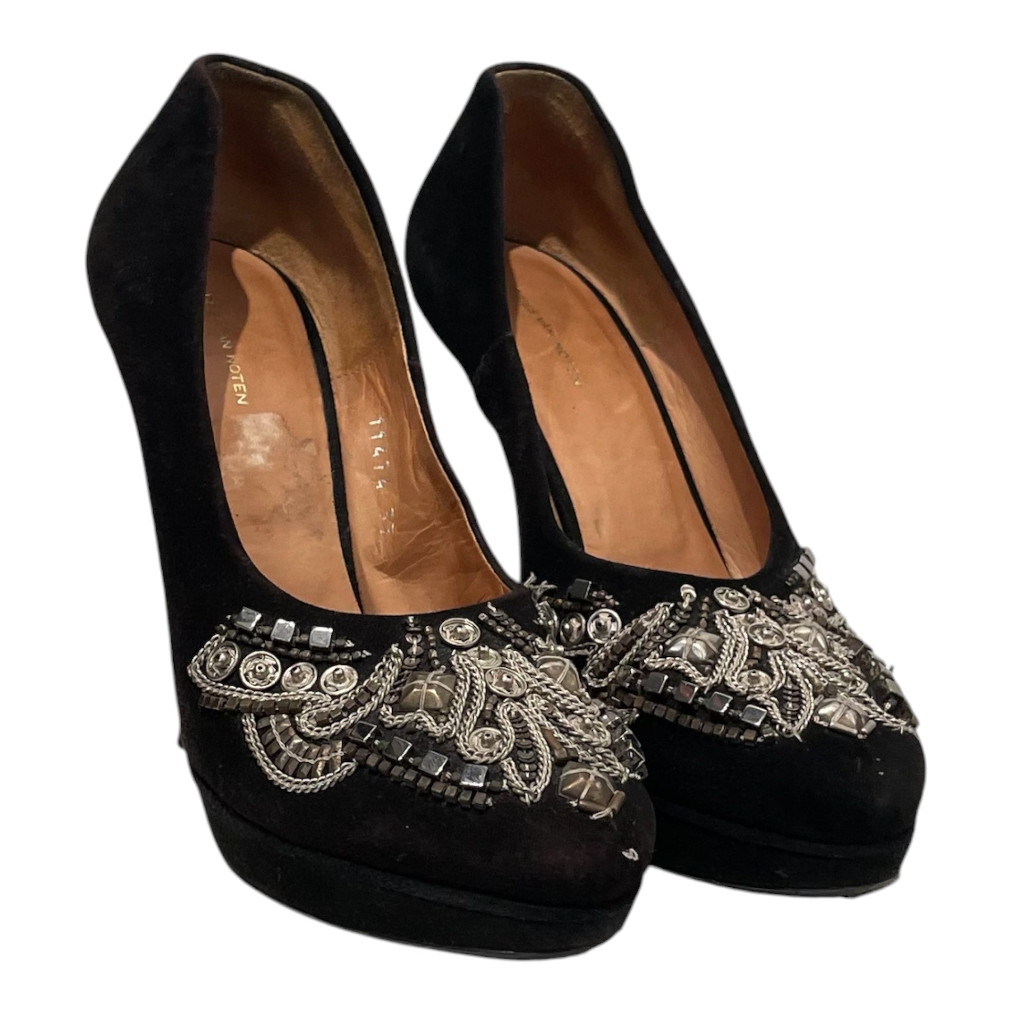 DRIES VAN NOTEN/Heels/EU 37/BLK/embellished heels view 1