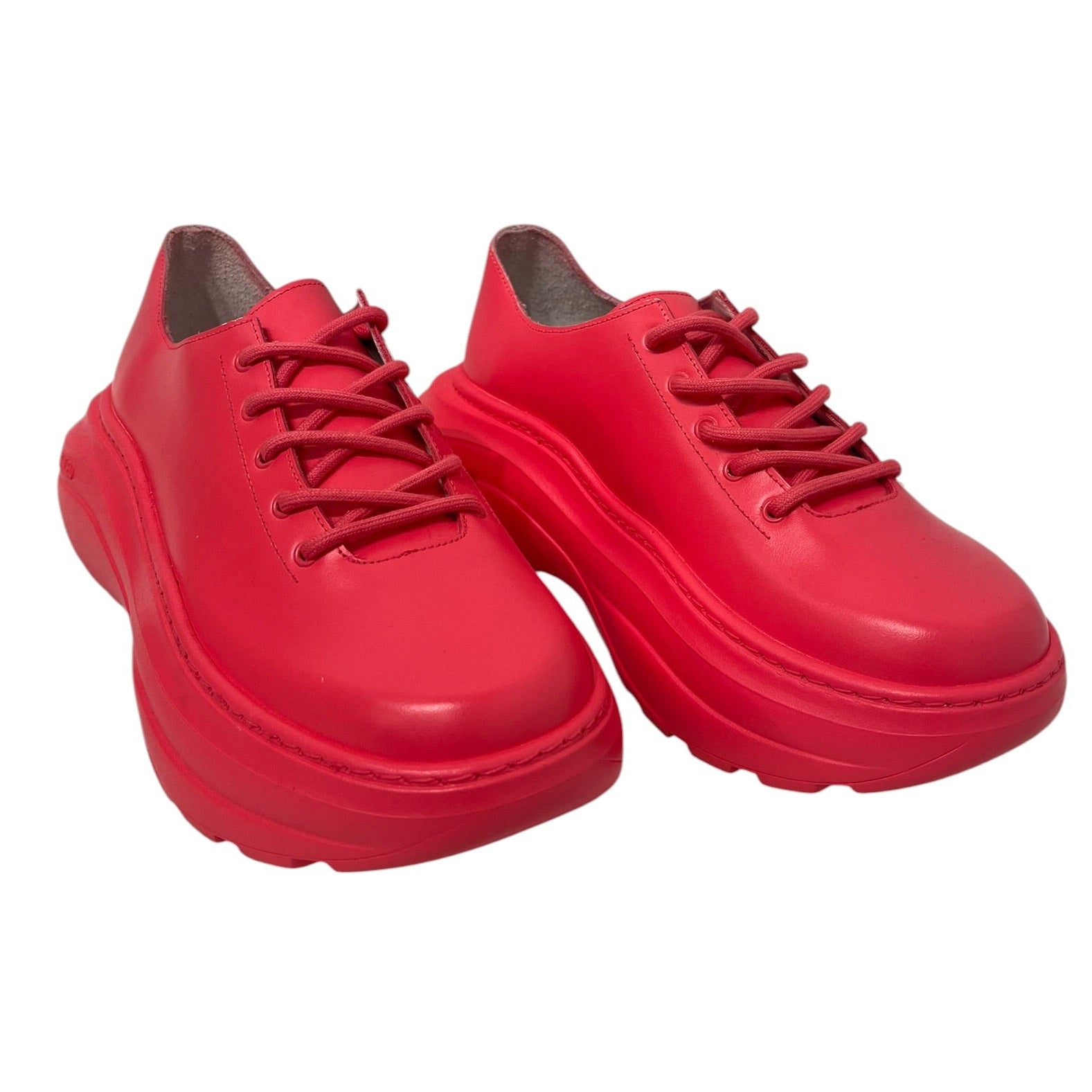 PHILEO/Low-Sneakers/EU 38/Leather/RED/lace red red laces view 1