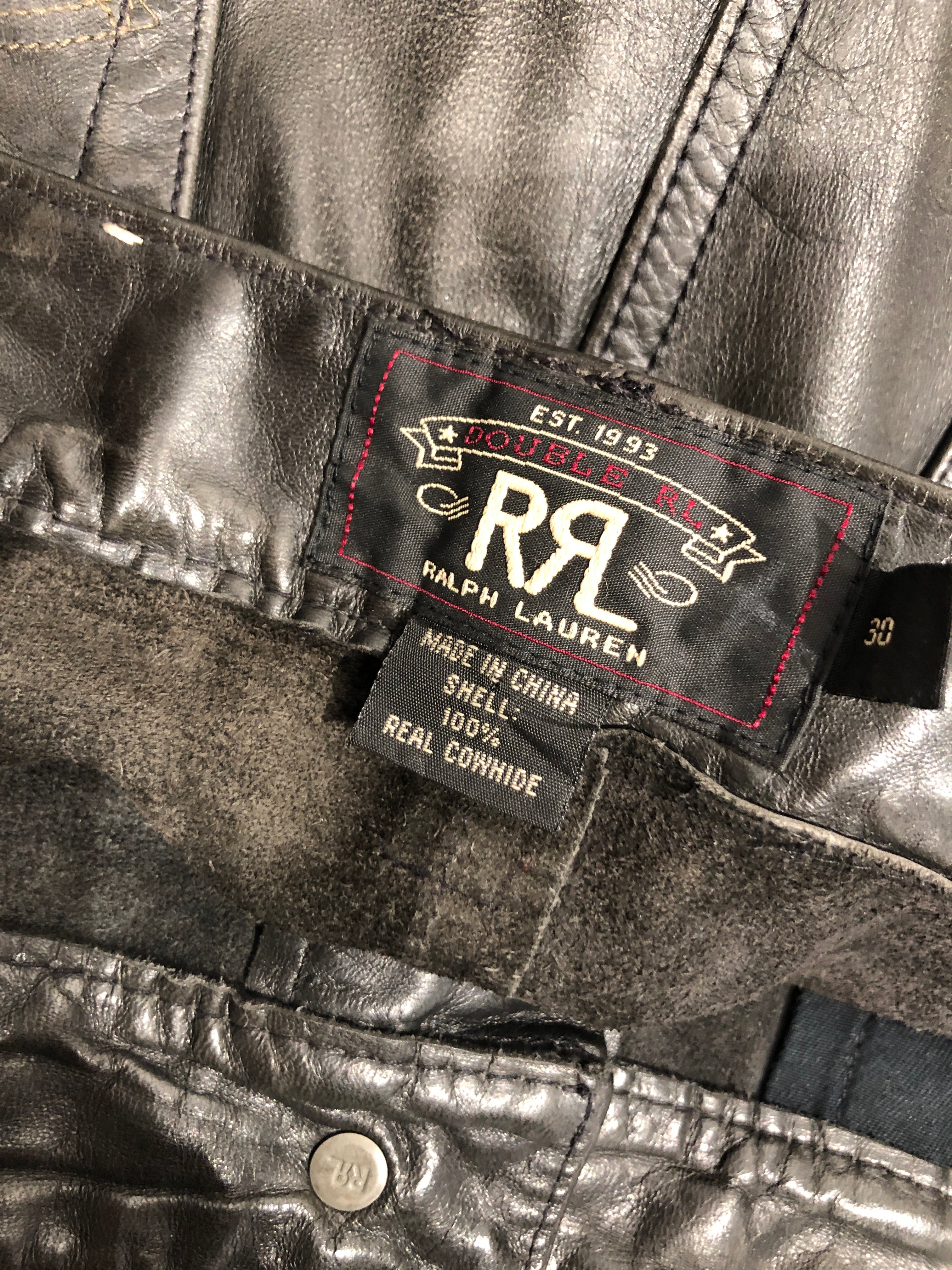 RRL/Pants/30/Leather/BLK/cowhide leather w/ metal studs view 4
