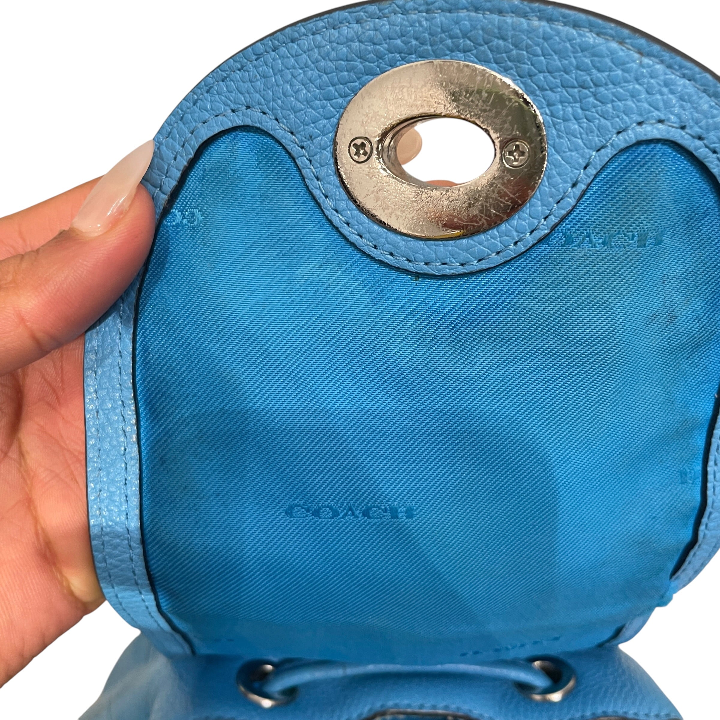COACH/Backpack/Leather/BLU/TWIST CLASP/ POCKET SIDE STUDS view 6