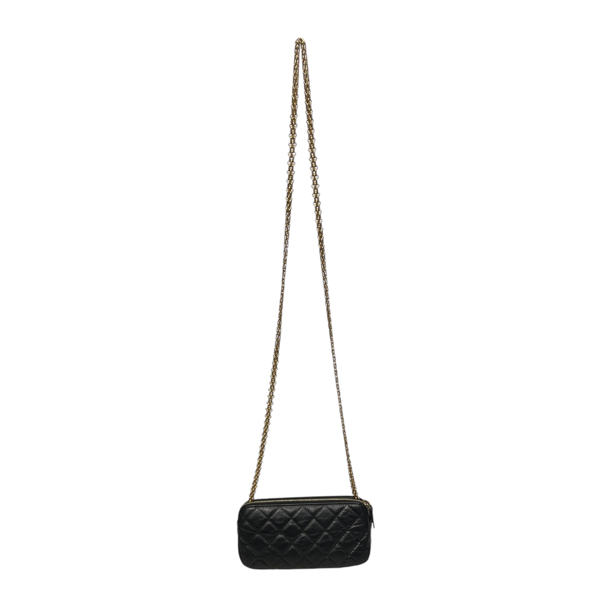 CHANEL/Cross Body Bag/Leather/BLK/26884311 GOLD PIN MINI BAG view 2