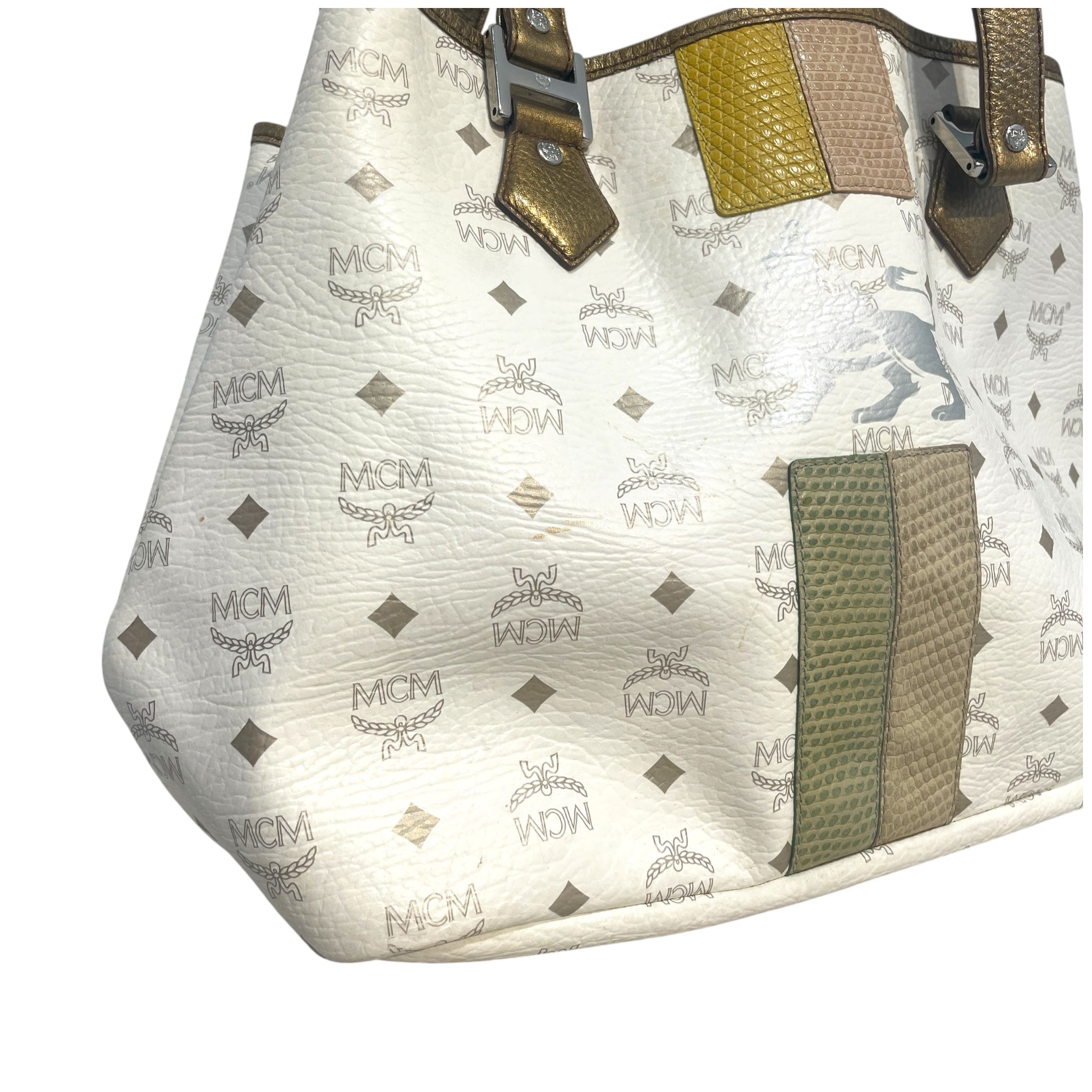 MCM/Tote Bag/Monogram/Leather/WHT/Lion Mongoram Tote view 2