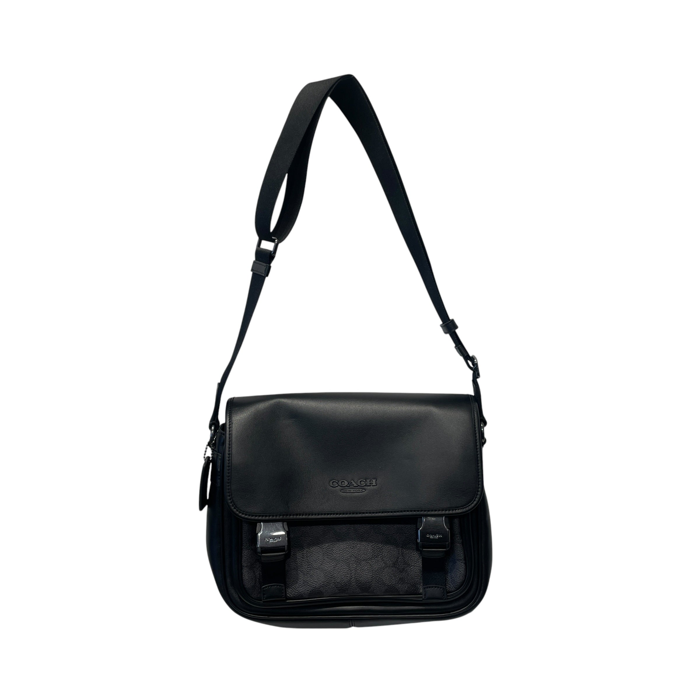 COACH/Bag/Leather/BLK/racer messenger view 1