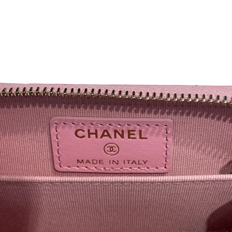 CHANEL/Bifold Wallet/Leather/PNK/ 19 QUILTED ZIP COIN WALLET