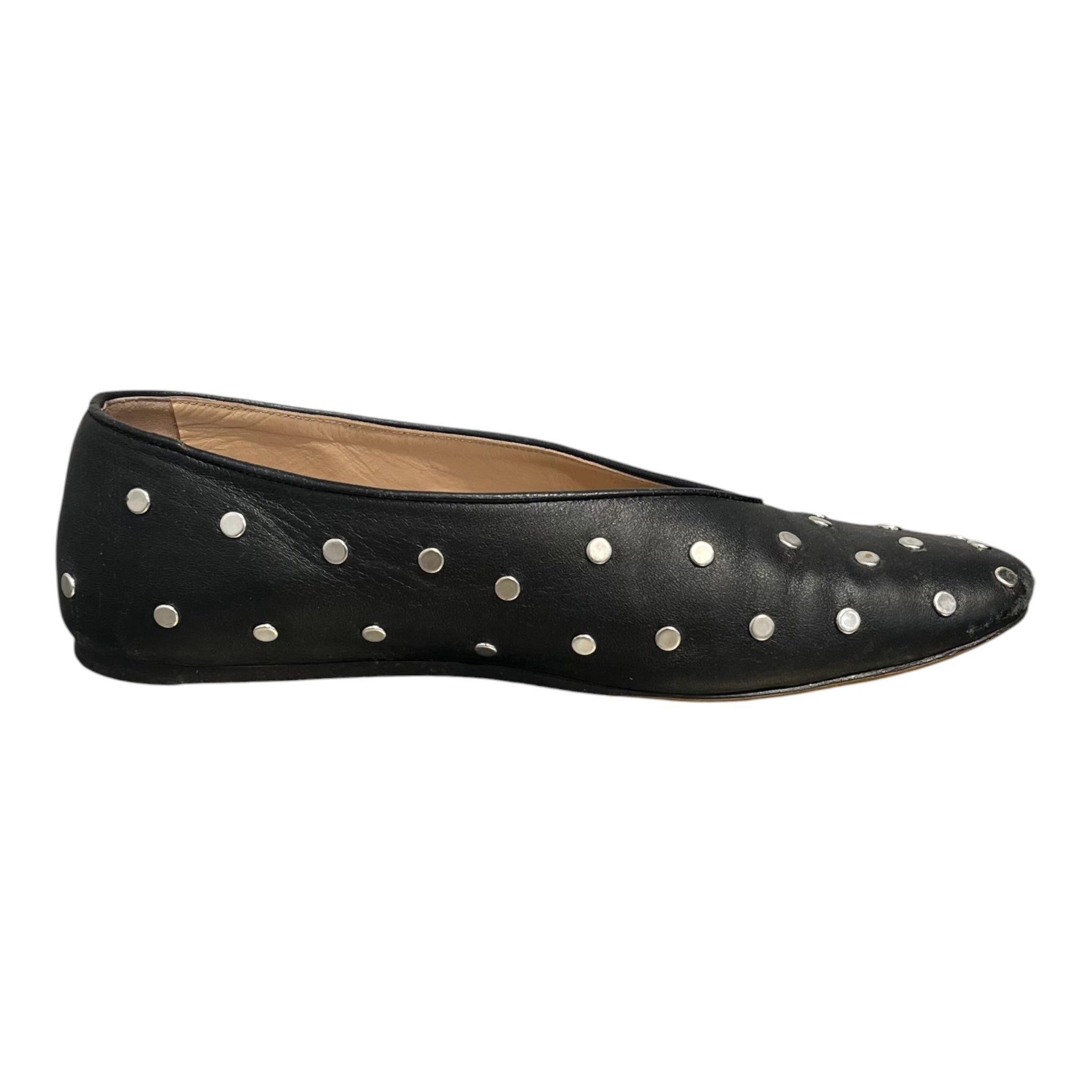 LE MONDE/Flat Shoes/EU 37/Polka dot/Leather/BLK/SILVER STUD CIRCLES view 5