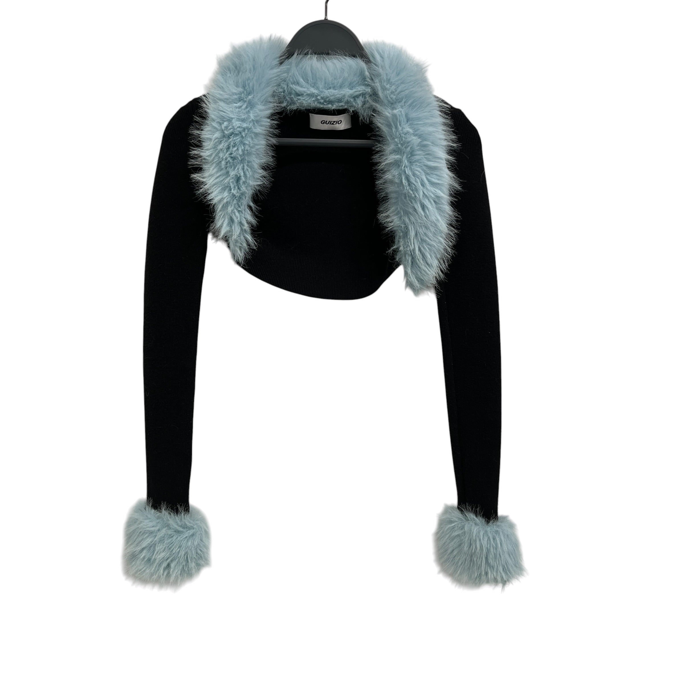 GUIZIO/Tops/XS/Cotton/BLK/faux fur collar and cuff view 1