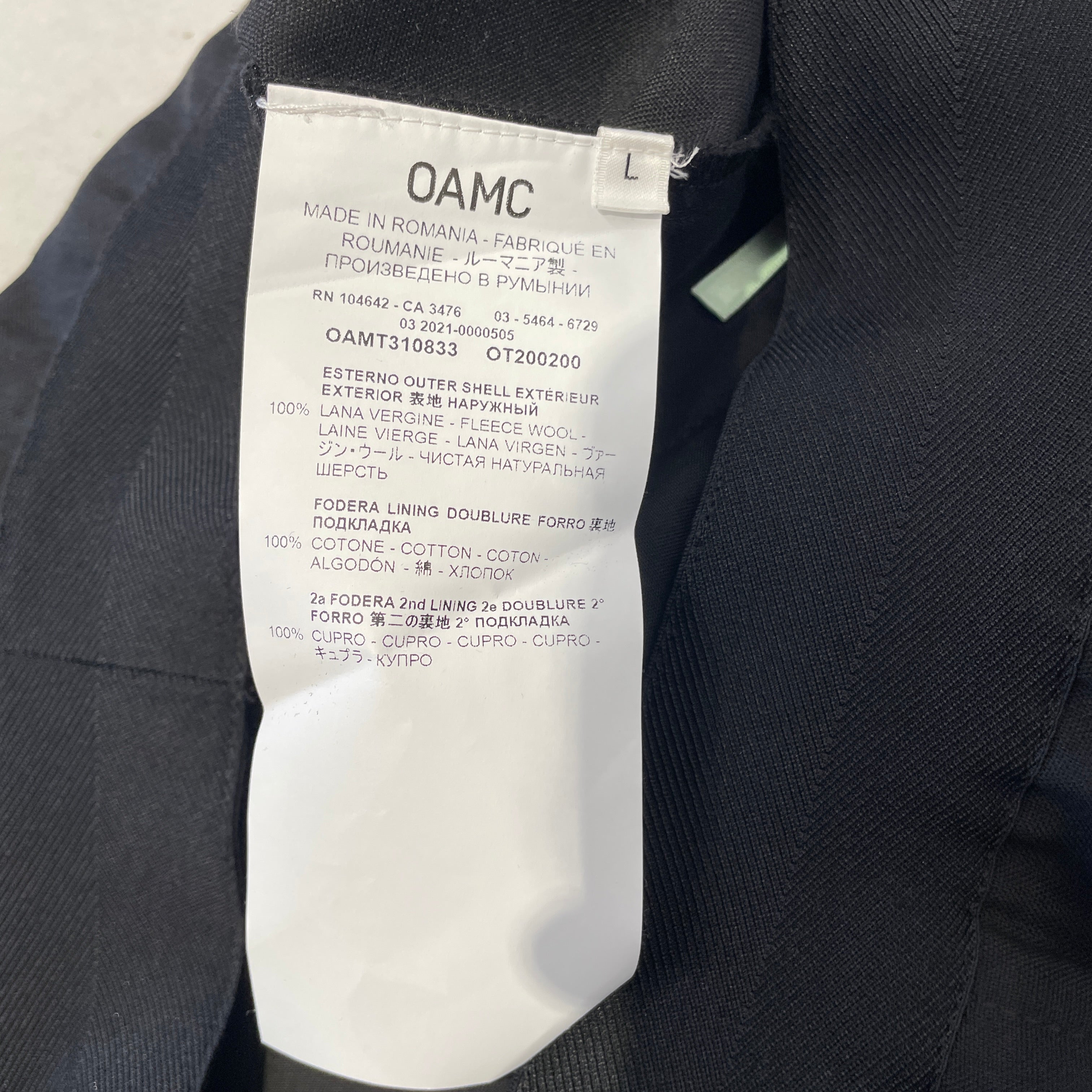 OAMC(OVER ALL MASTER CLOTH)/Straight Pants/L/Wool/BLK/ZIPPER BOTTOM view 4