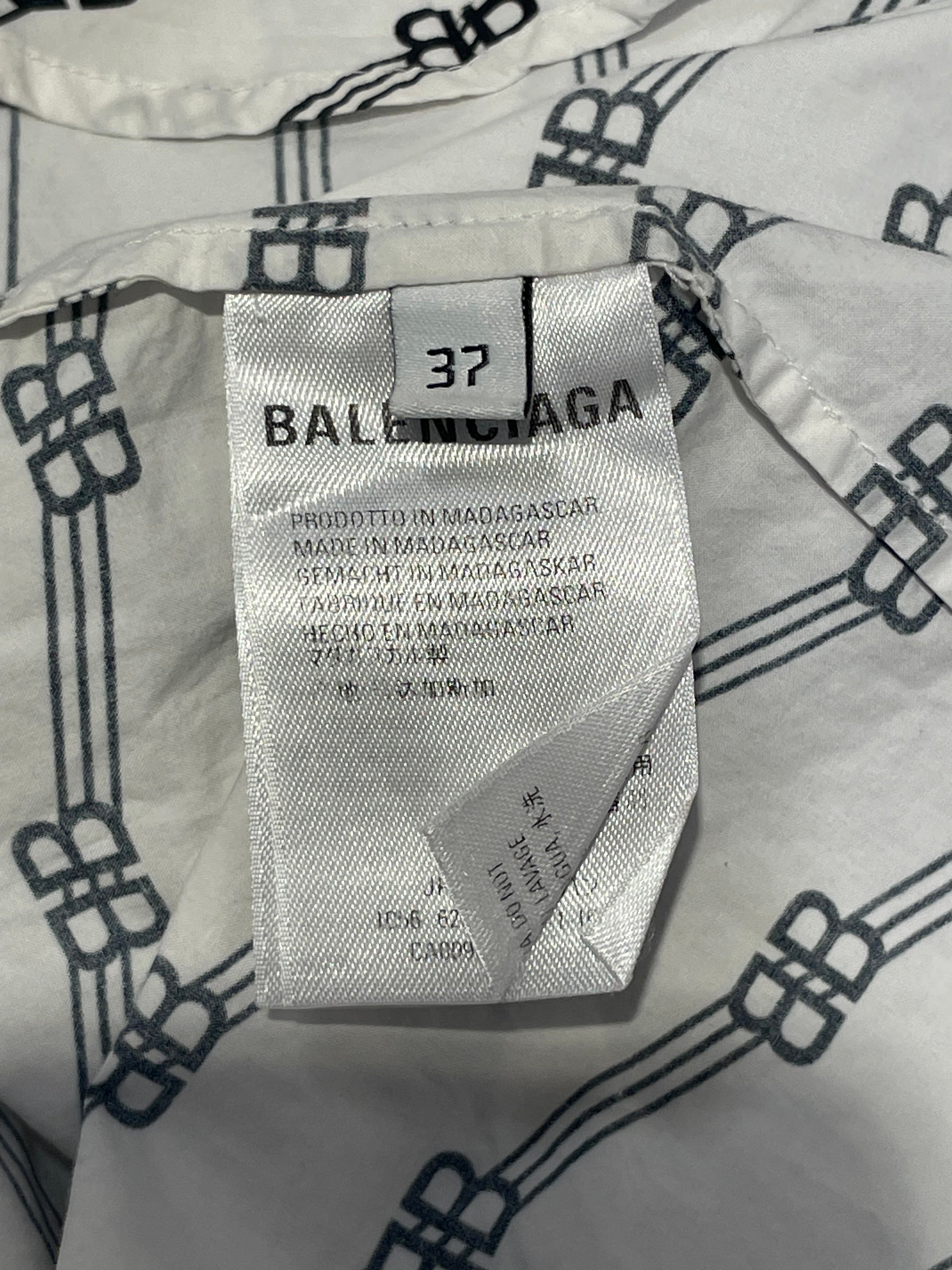 BALENCIAGA/Shirt/37/Cotton/WHT/Monogram/short sleeve view 4