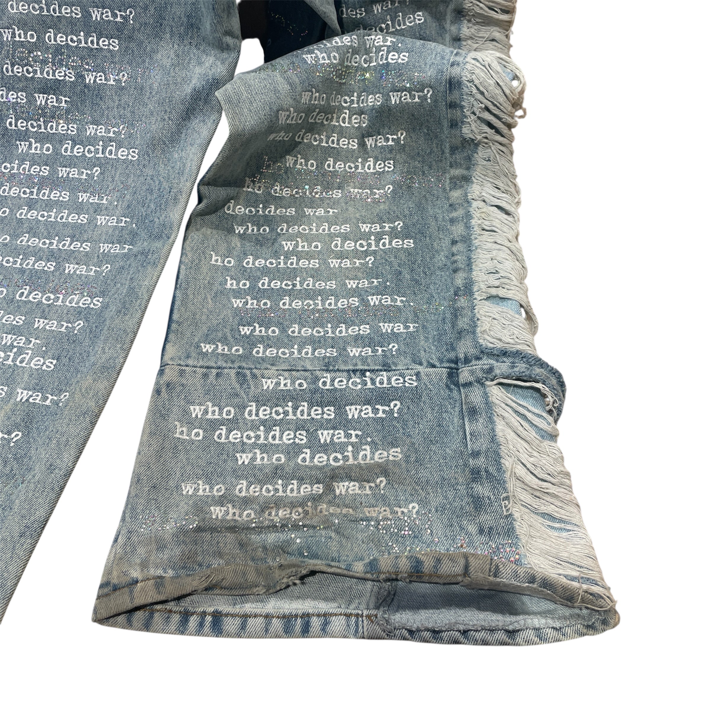 WHO DECIDES WAR/Pants/32/Cotton/BLU/Graphic/ Ultra Flare Scripture Denim view 4