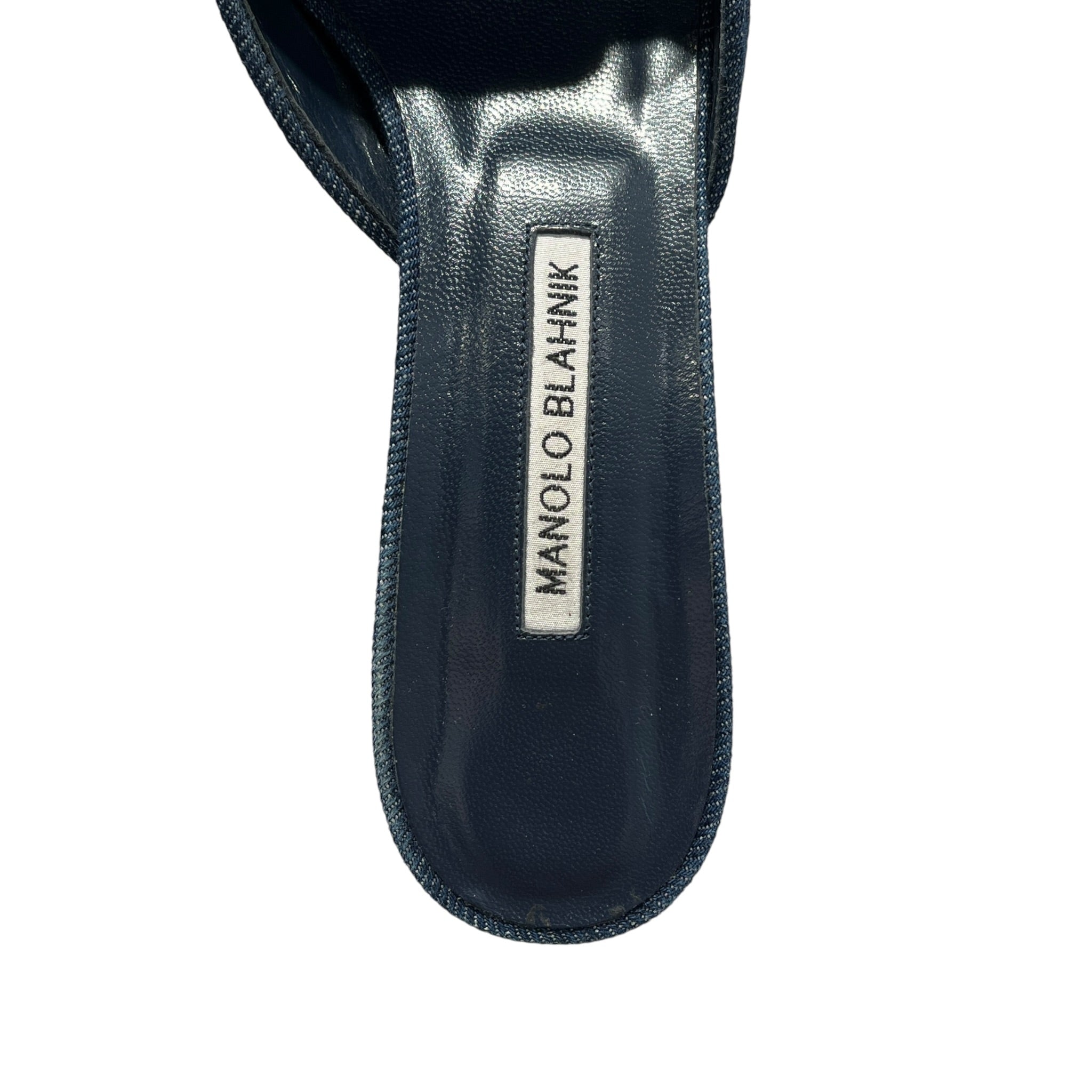 MANOLO BLAHNIK/Heels/US 8.5/BLU/mid heel denim square view 3
