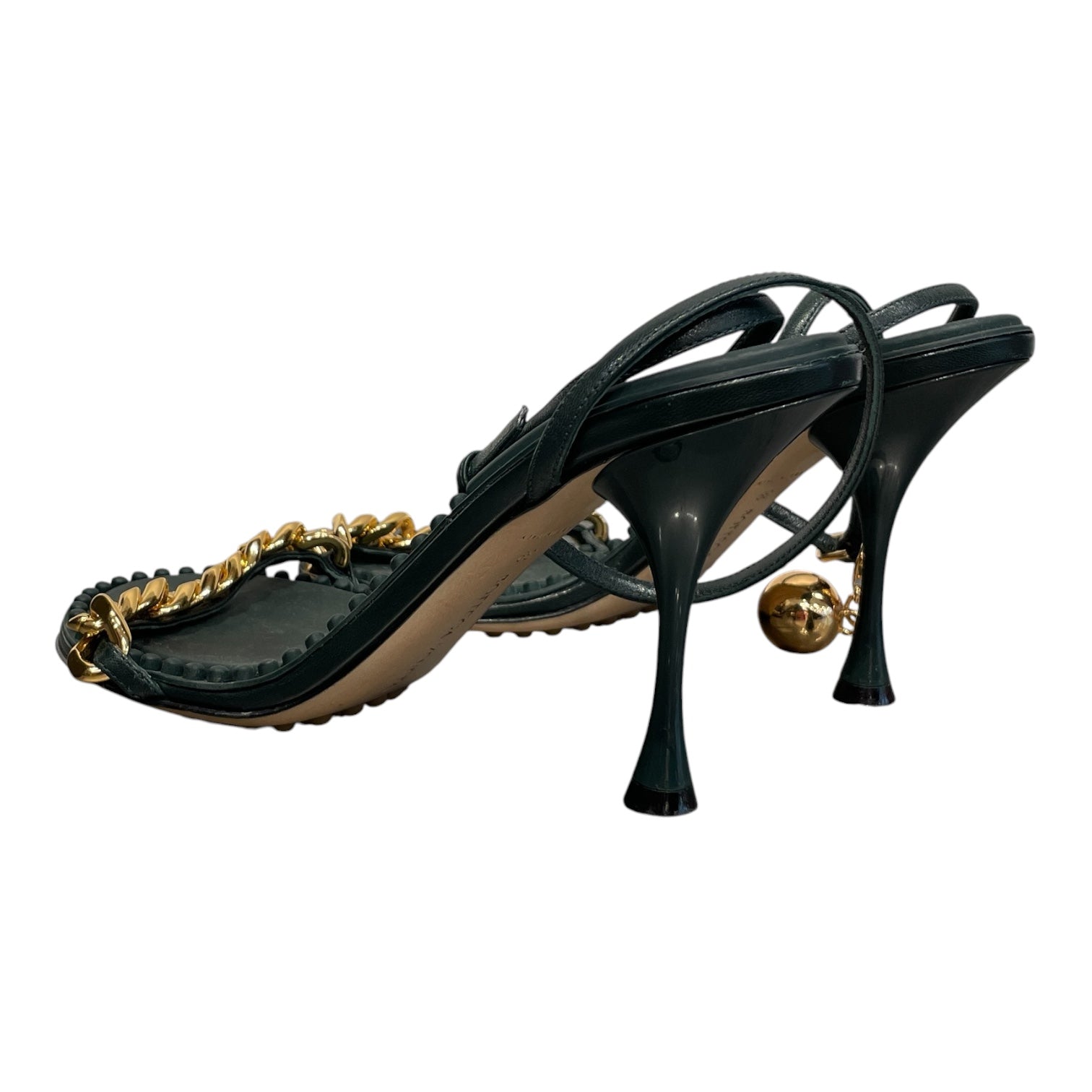 BOTTEGA VENETA/Heels/EU 39/Leather/GRN/Womens green dot leather chain view 2