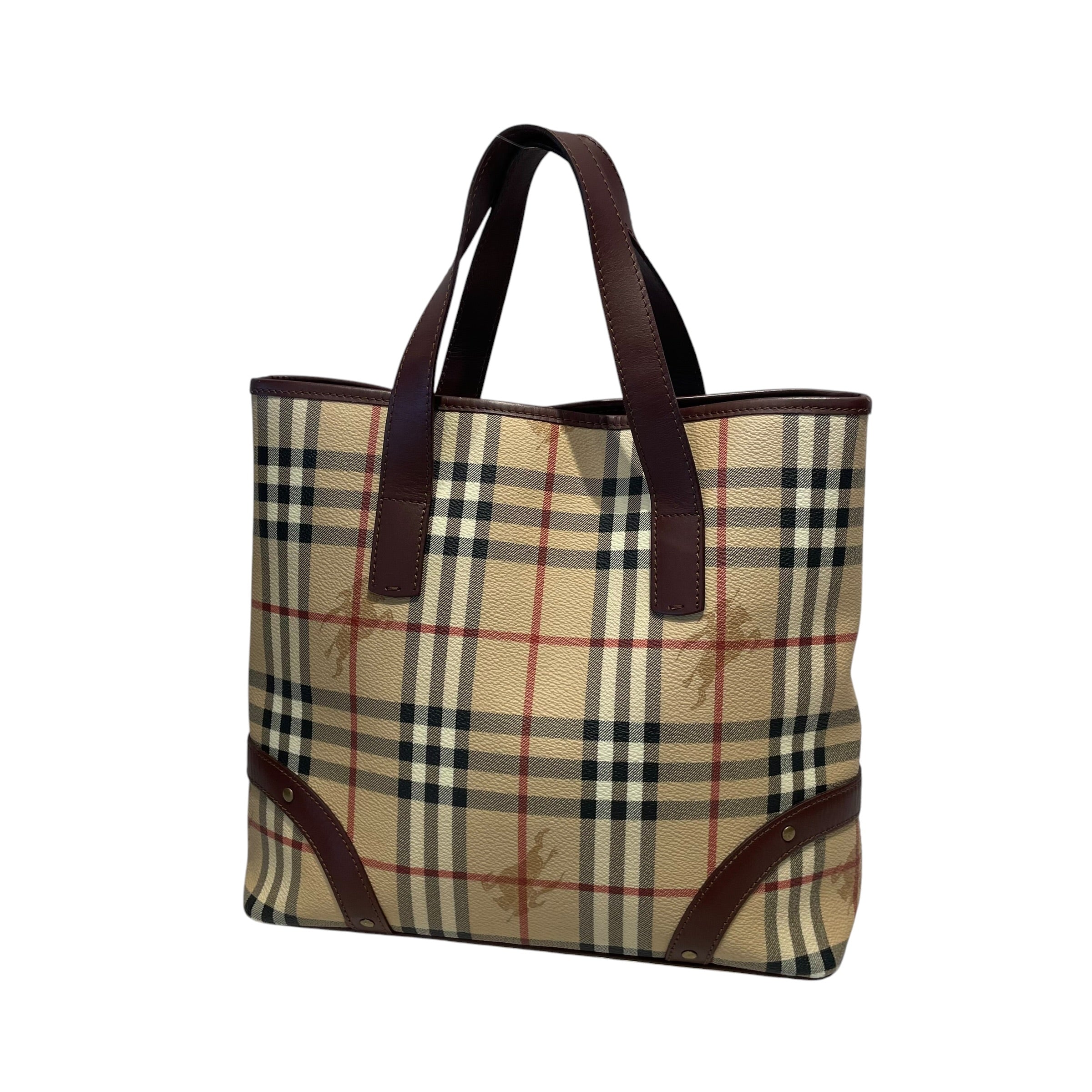 BURBERRY LONDON/Tote Bag/Plaid/Leather/BRW/Haymarket Check view 1