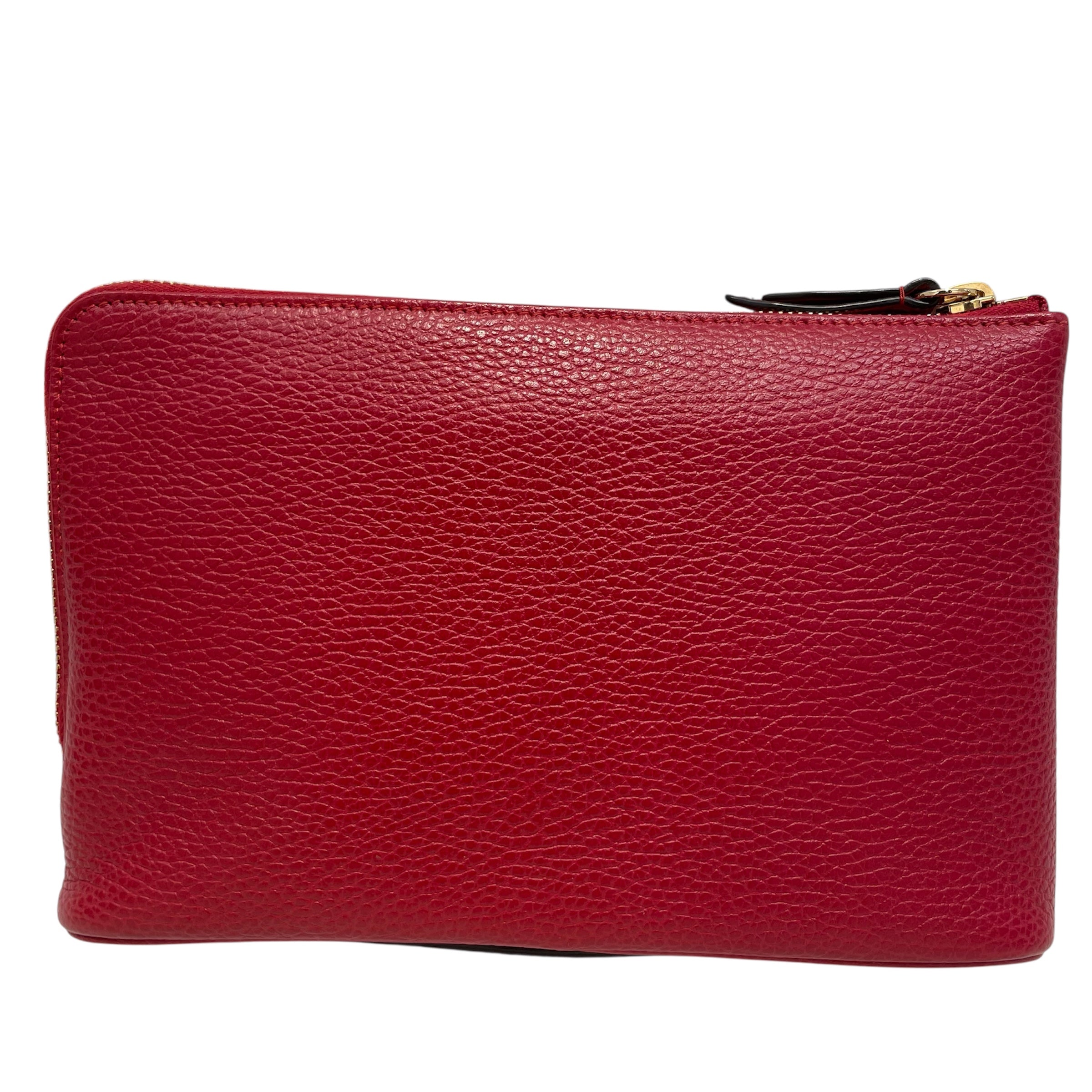 GUCCI/Pouch/Leather/RED/DOUBLE G W BOTTOM HANDLE view 2