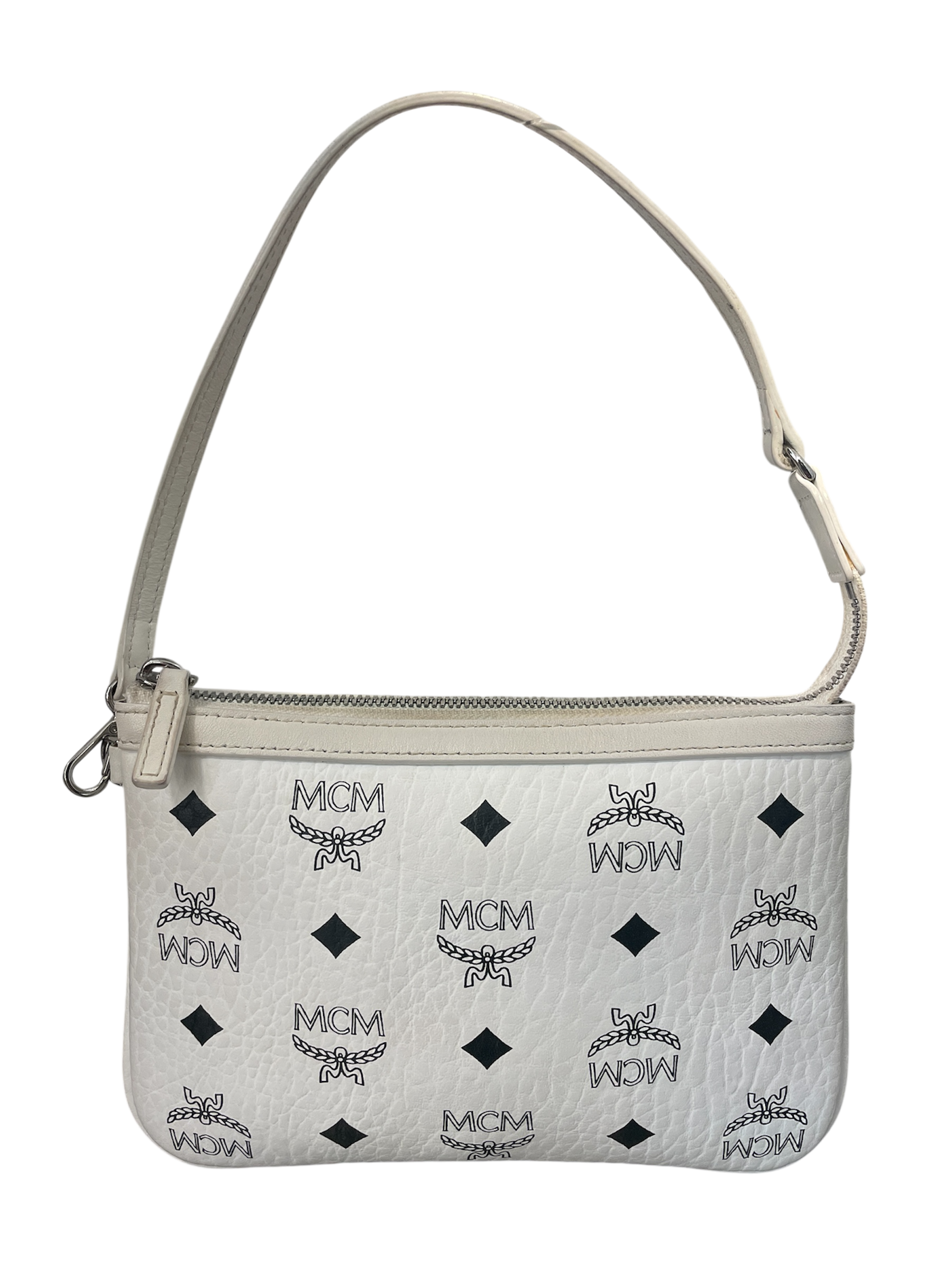 MCM/Pouch/All Over Print/Leather/WHT/white mcm logo view 1