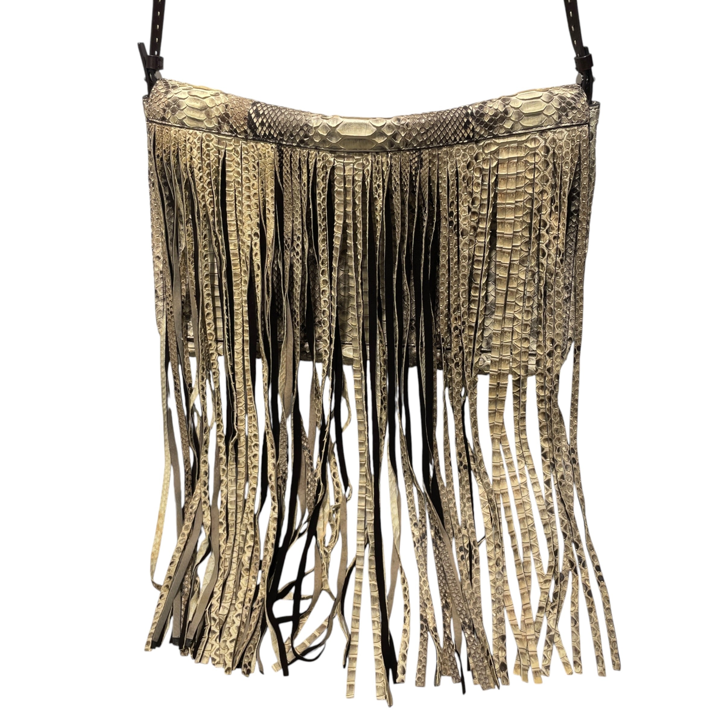 MICHAEL KORS/Cross Body Bag/Animal Pattern/KHK/snake skin fringe view 2