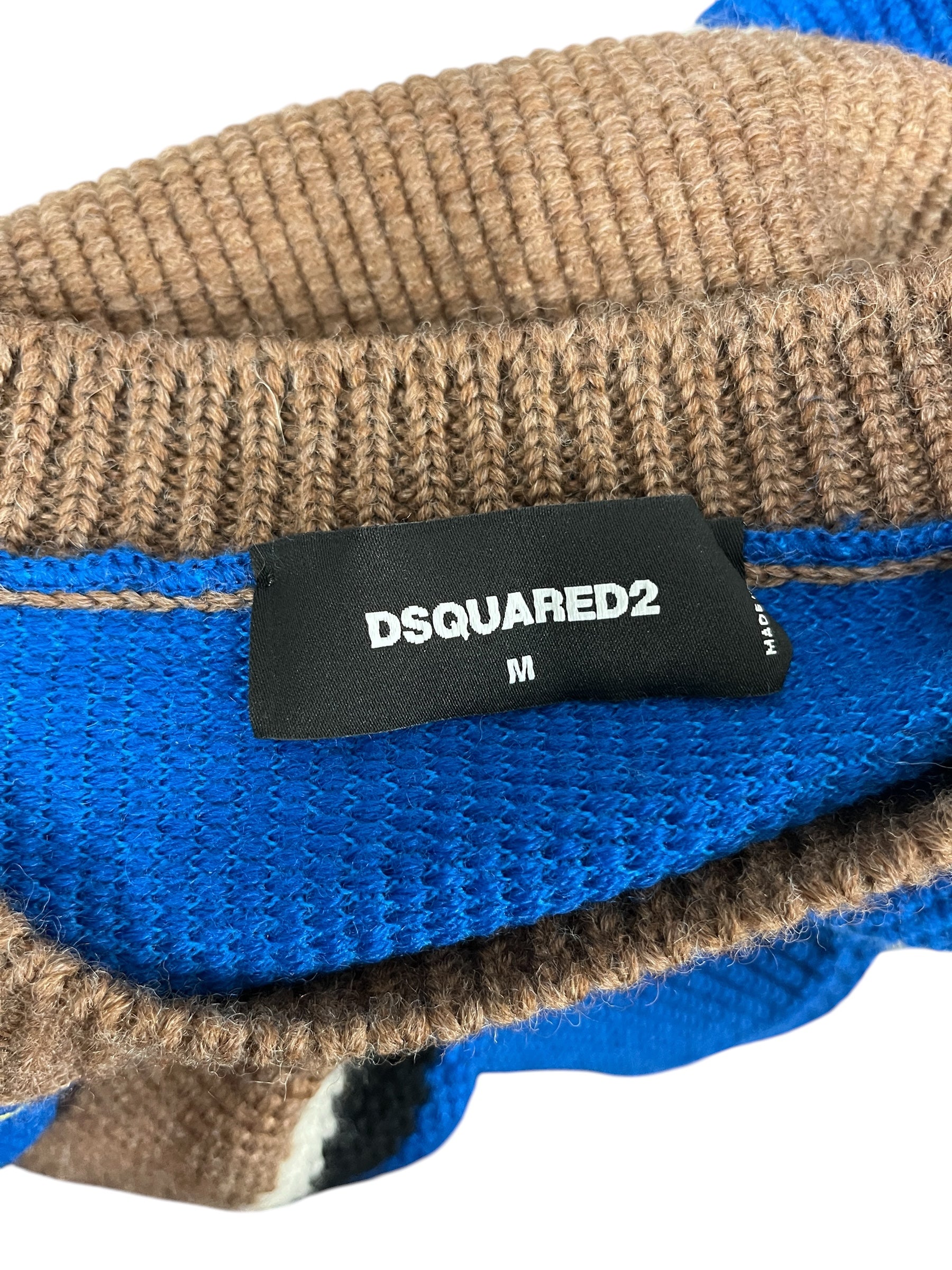DSQUARED2/Heavy Sweater/M/Stripe/Wool/MLT/Yellow Logo Blu/Brwn Stripes view 3