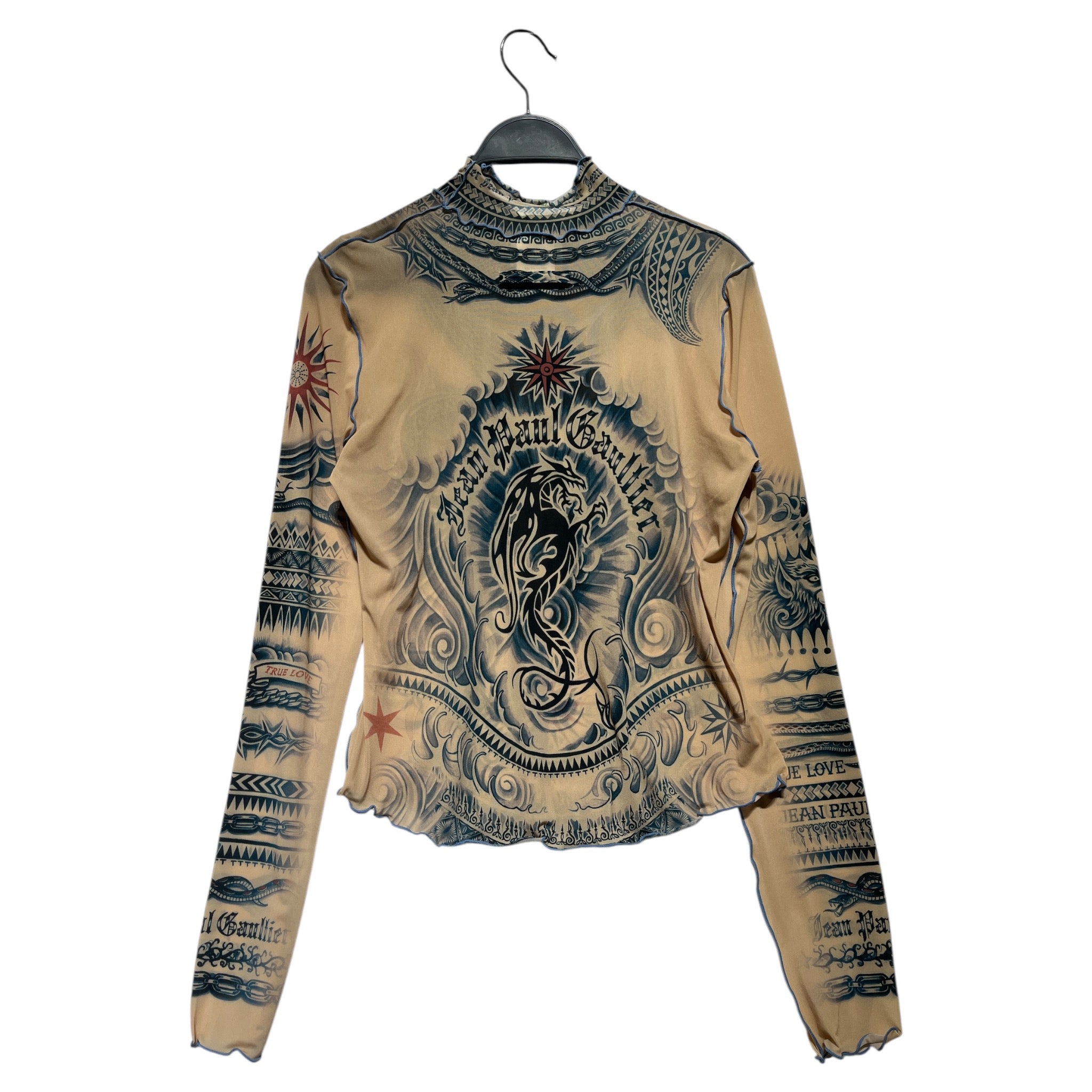 Jean Paul Gaultier/LS T-Shirt/XL/All Over Print/MLT/High Neck/Tattoo Mesh view 2