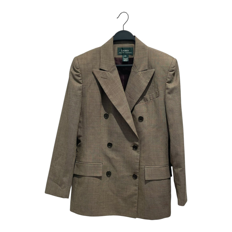 LAUREN RALPH LAUREN/Jacket/6/Houndstooth Check/Cotton/BRW/double breasted