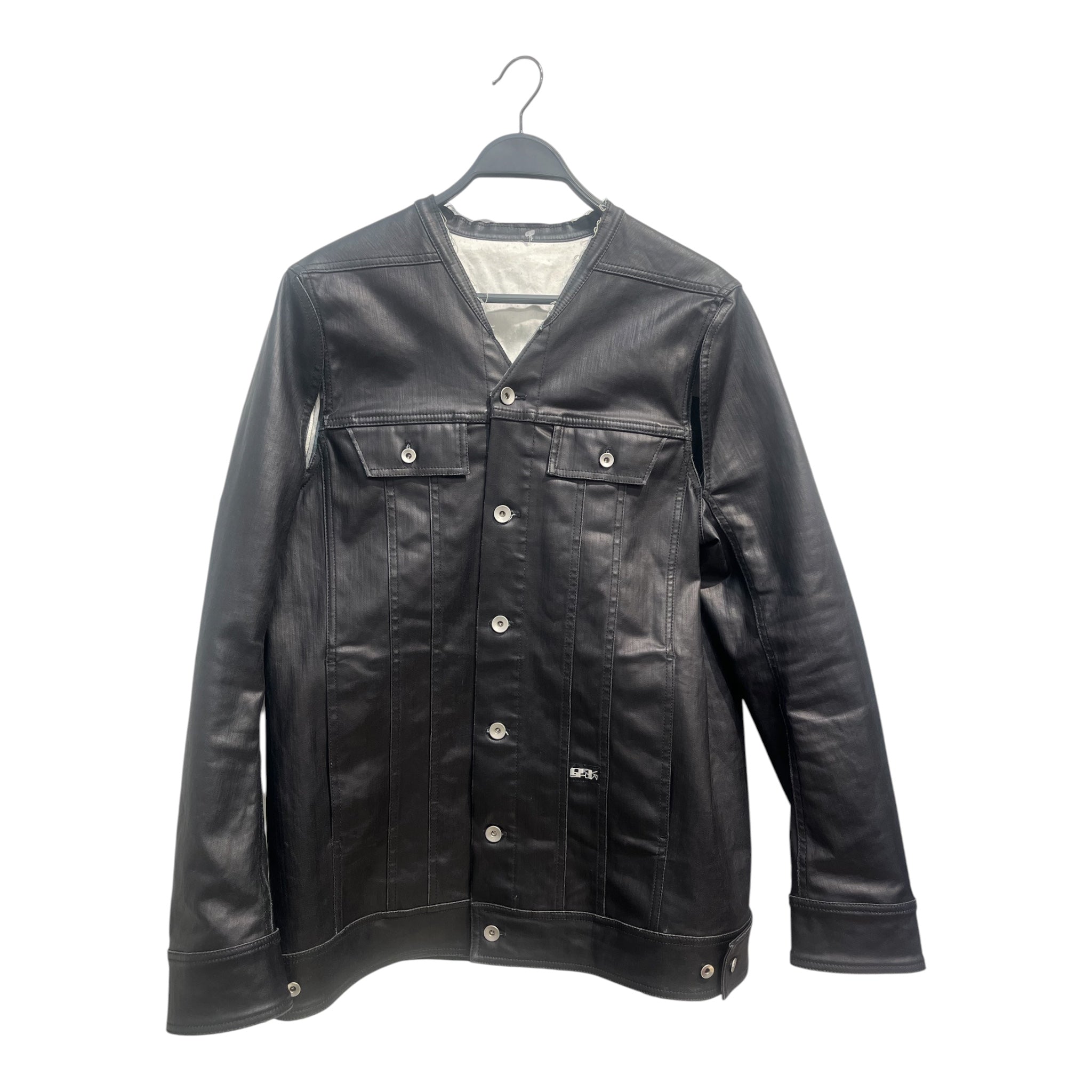 RICK OWENS DRKSHDW/Denim Jkt/M/Cotton/BLK/mbo trucker caped no collar view 1
