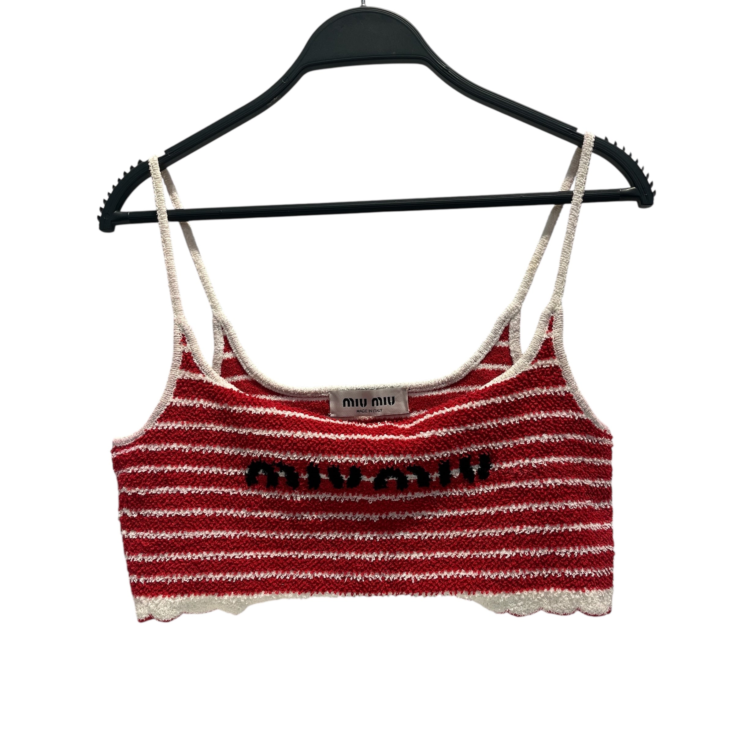 MIU MIU/Camisole/38/Stripe/Cotton/RED/Logo Tank view 1