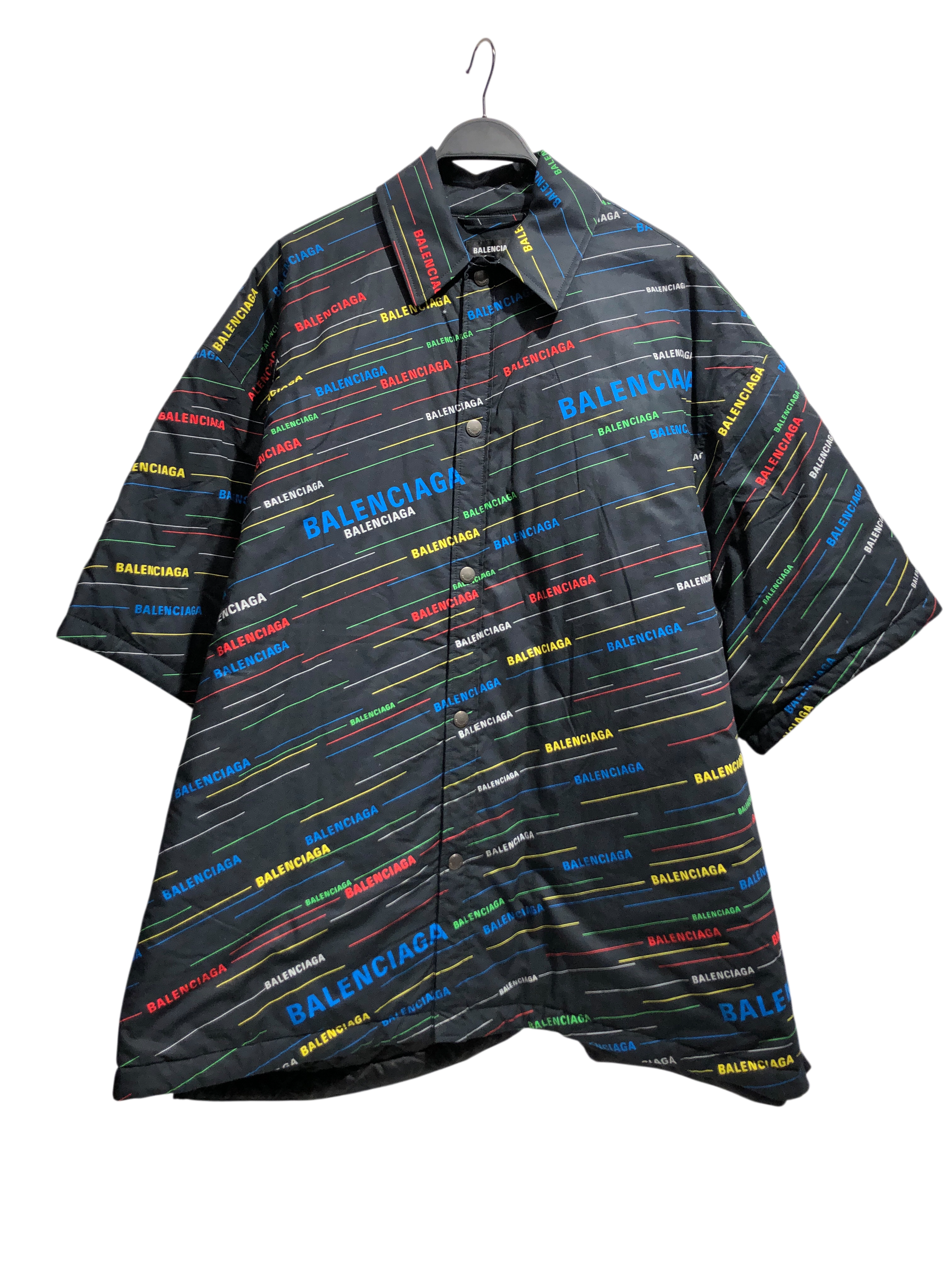 BALENCIAGA/Jacket/54/BLK/All Over Print/RAINBOW SCRIPT BUTTON UP SS view 1