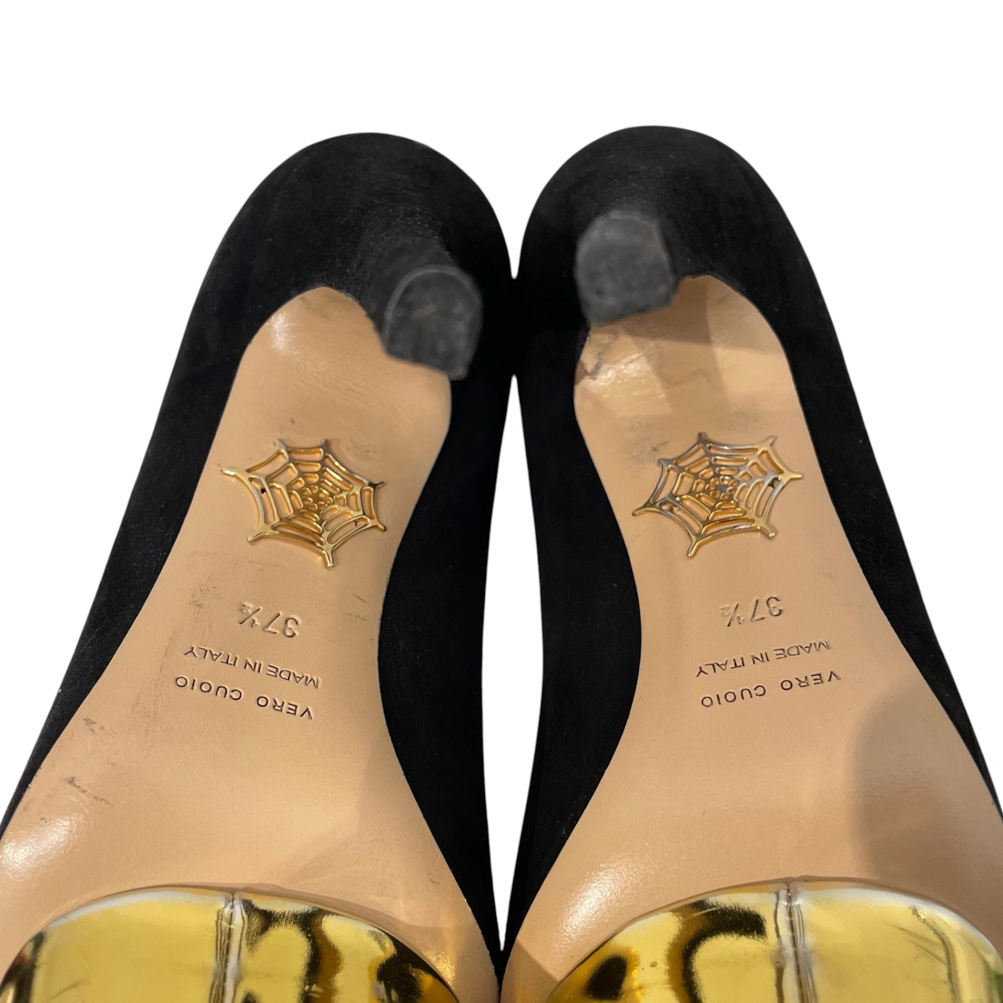 Charlotte Olympia/Heels/EU 37.5/Suede/BLK/DOLLY PUMPS GOLD view 4