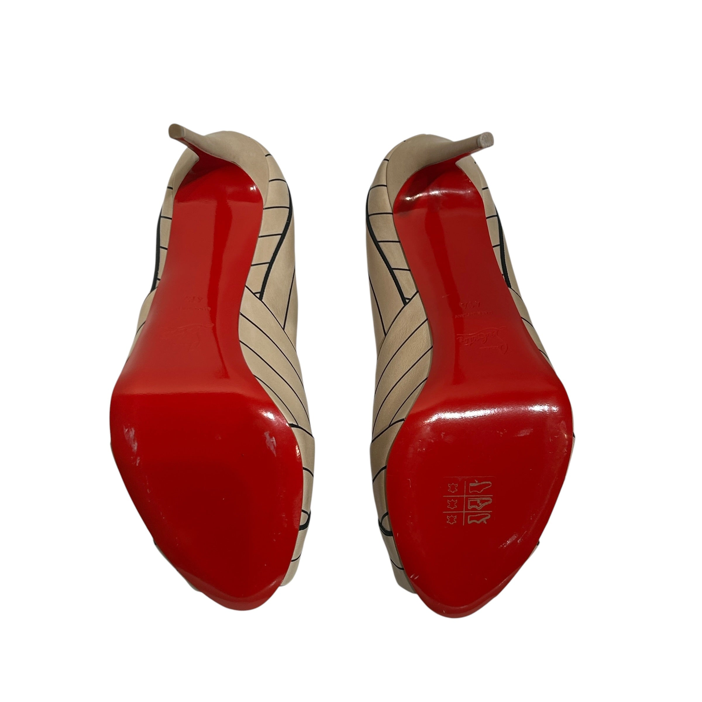 Christian Louboutin/Heels/US 9.5/Leather/BEG/Striped Pumps Heels view 4