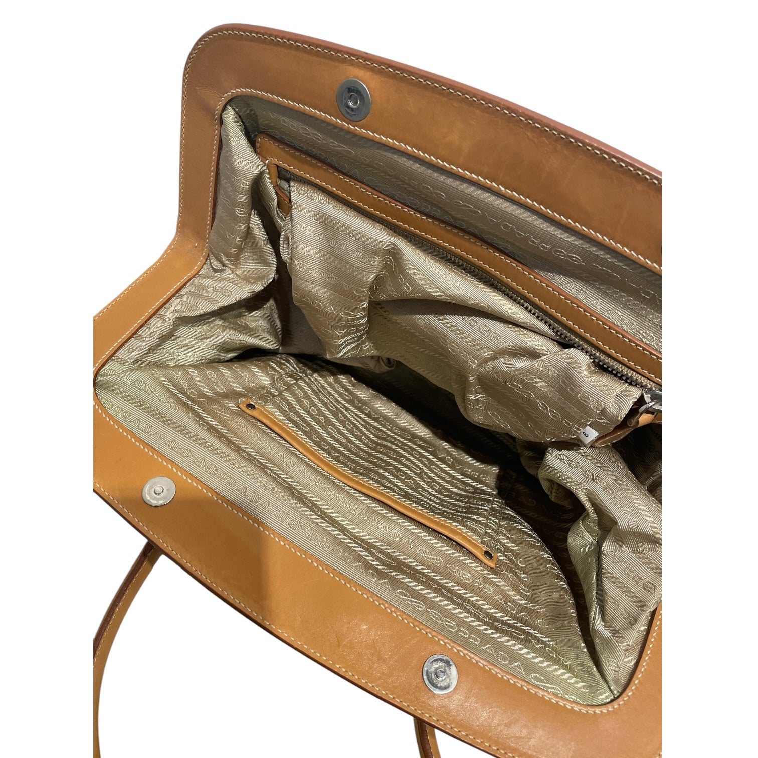 PRADA/Hand Bag/Tweed/BEG/Vitello-Trimmed Canapa Bag view 5