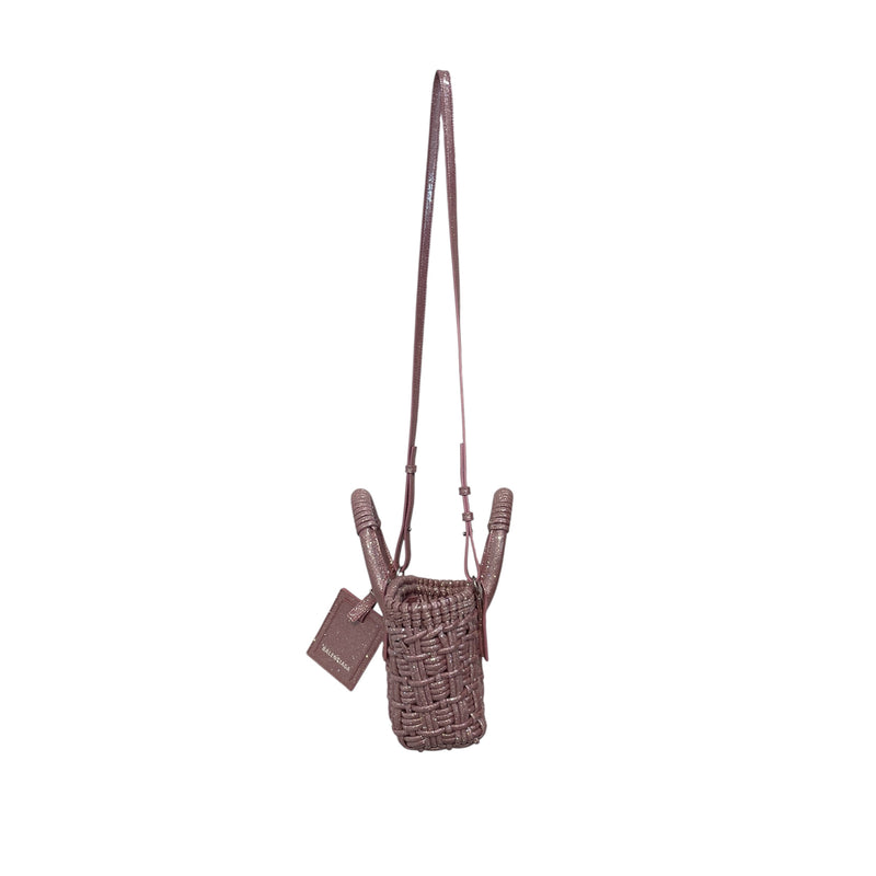 BALENCIAGA/Cross Body Bag/Glitter/PNK/XXS BISTRO BASKET