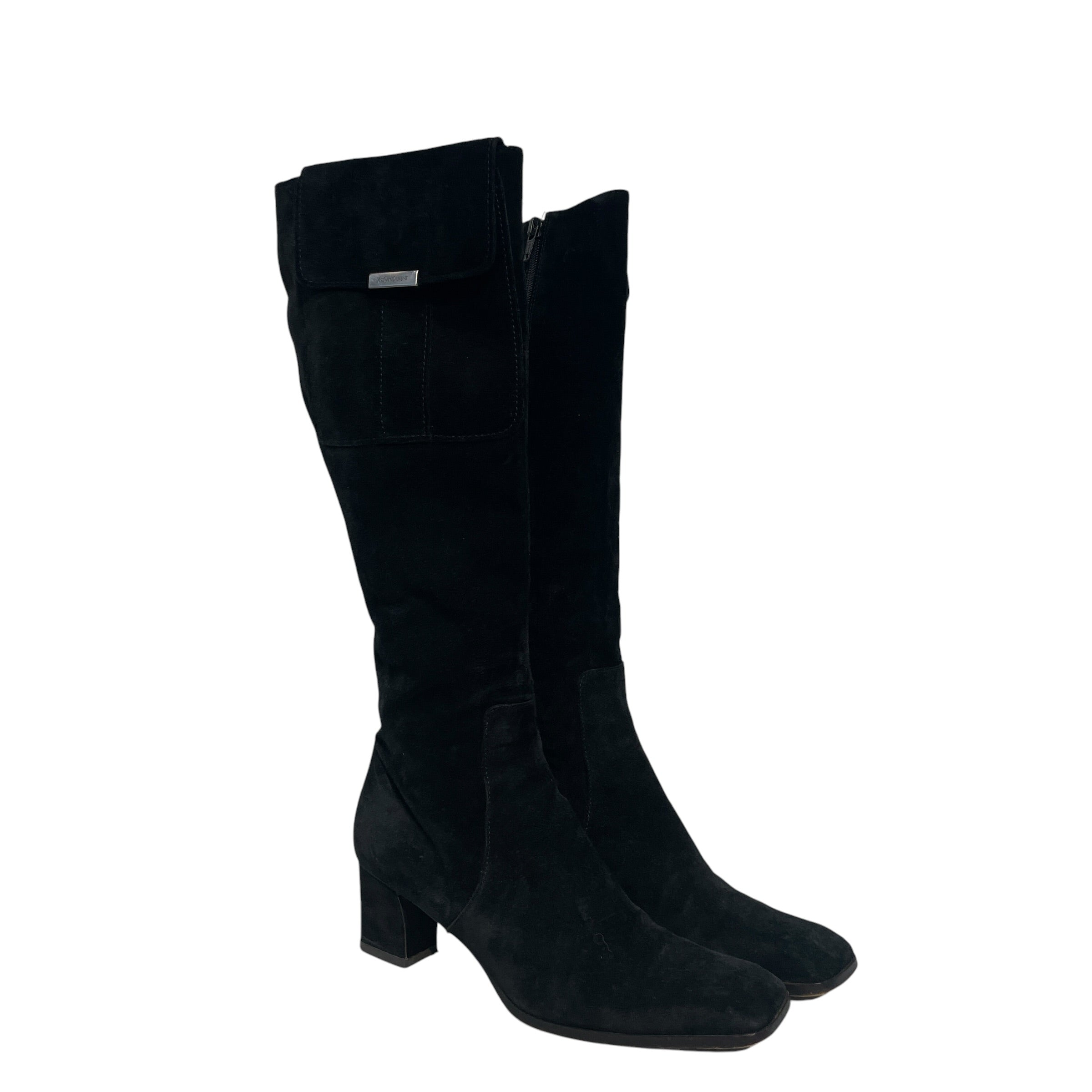 YVES SAINT LAURENT/Long Boots/US 6.5/Suede/BLK/ view 1