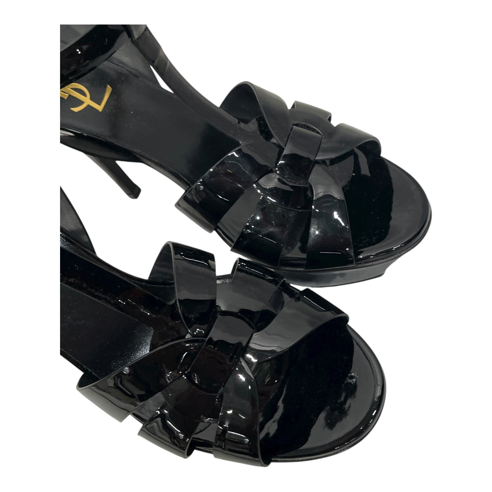 SAINT LAURENT/Heels/EU 37.5/Leather/BLK/PATENT GLADIATOR PLATFORM view 5