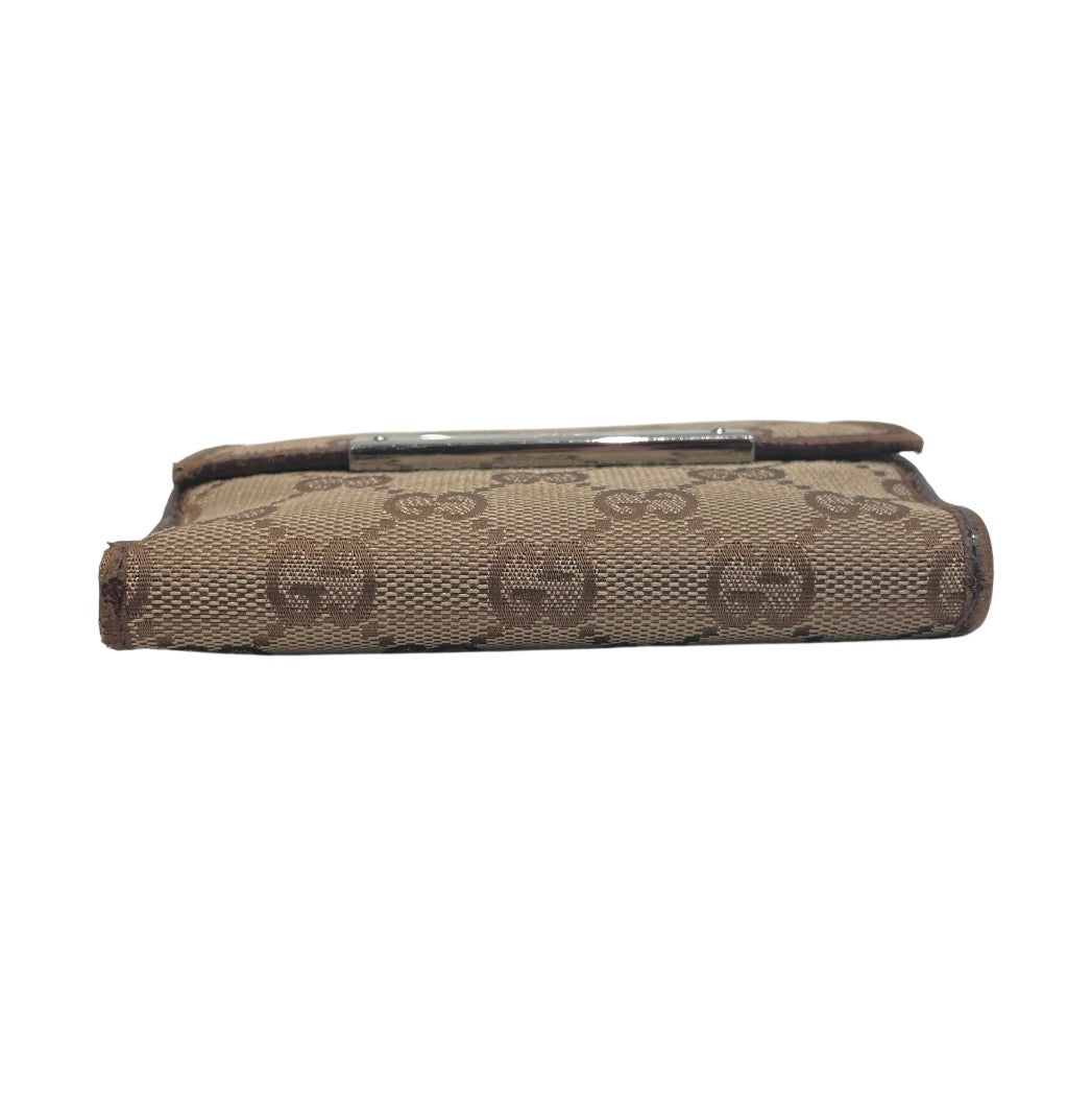 GUCCI/Bifold Wallet/Monogram/Cotton/BEG/SILVER HRDWR BROWN CONTRAST view 3