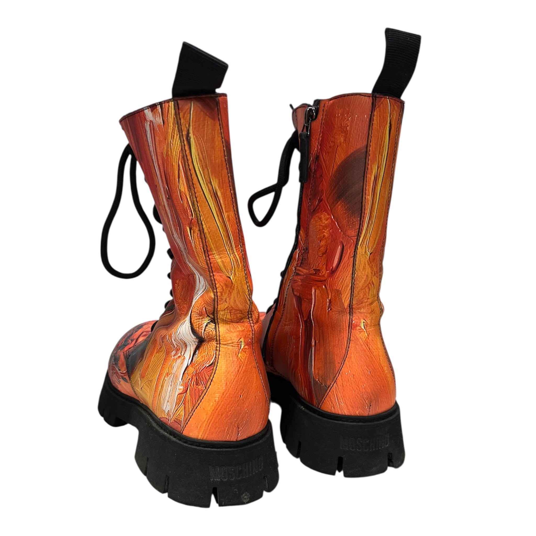 MOSCHINO/Lace Up Boots/US 9/Graphic/ORN/ view 2