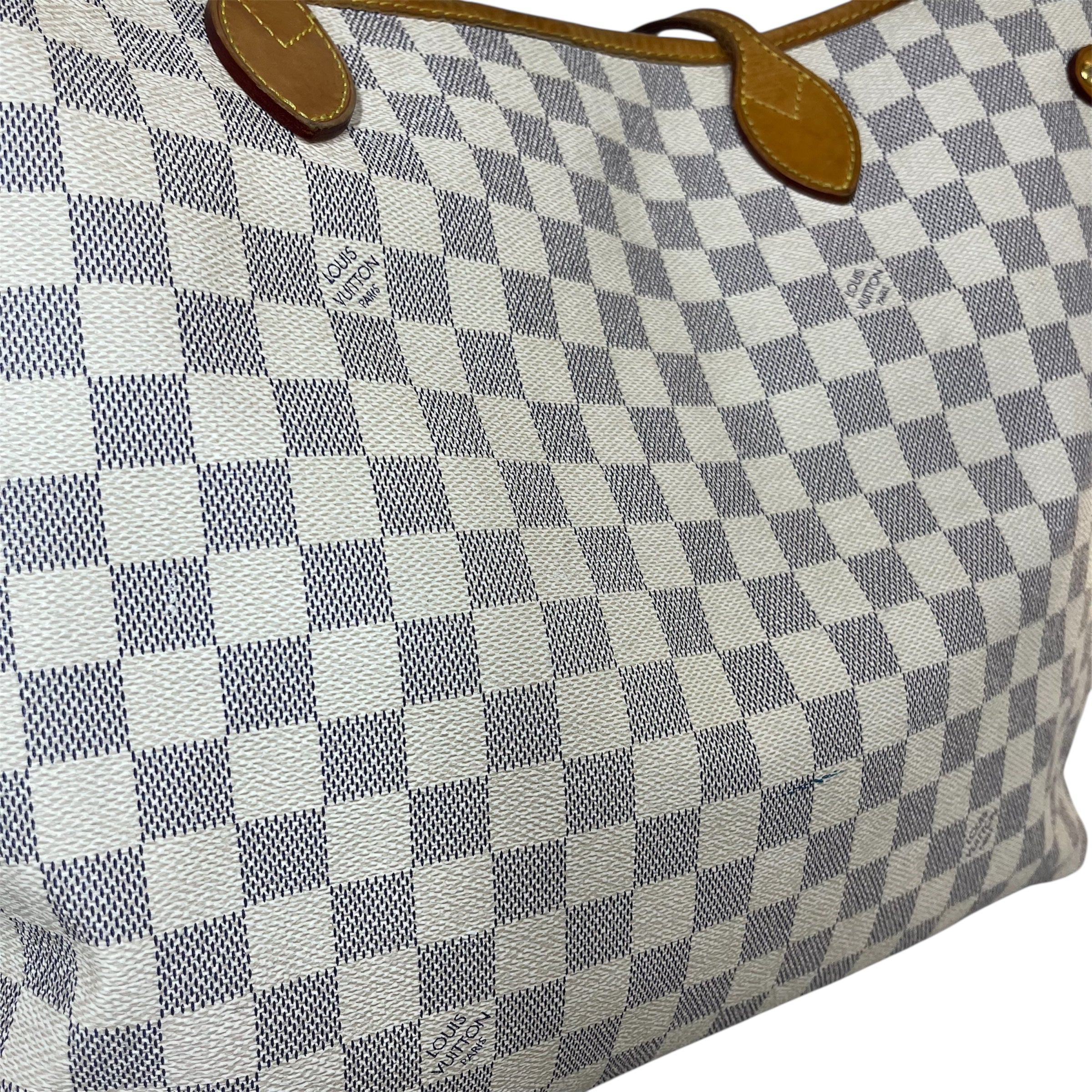 LOUIS VUITTON/Tote Bag/All Over Print/Leather/CRM/Damier Azur Neverfull view 6